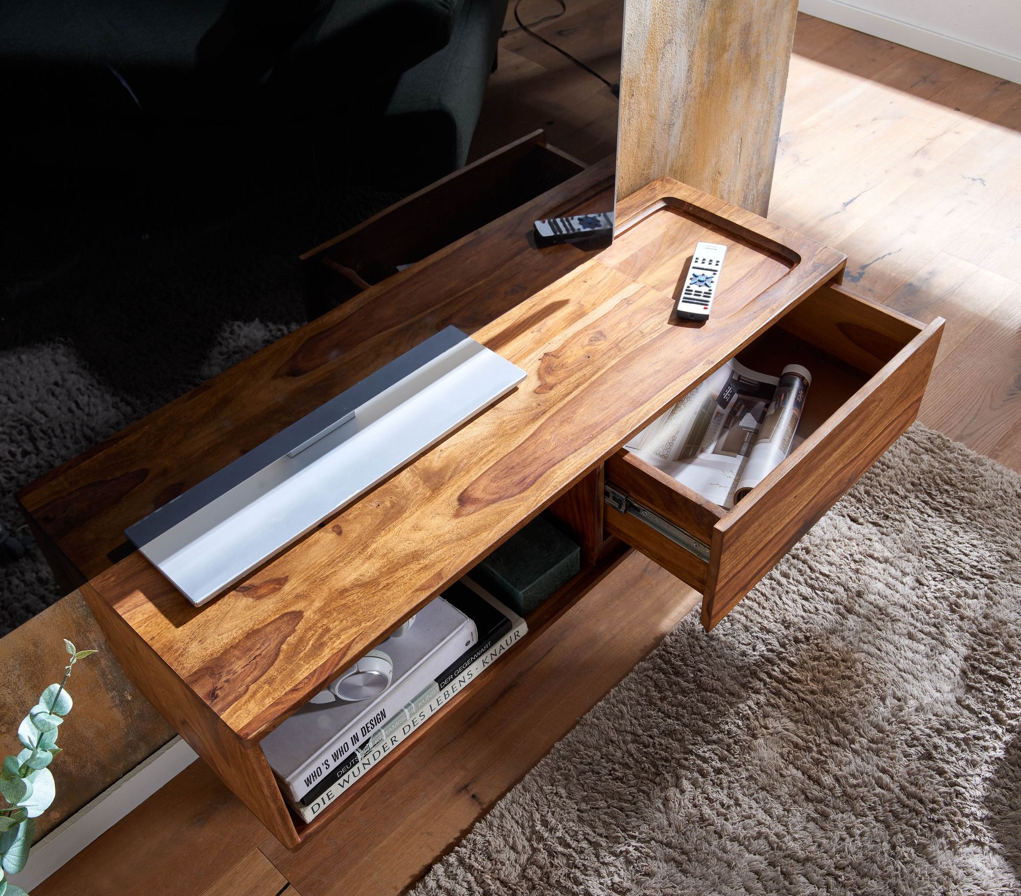 TV-Board Laugarvatn Sheesham Massivholz Braun 108 × 34 × 25 cm
