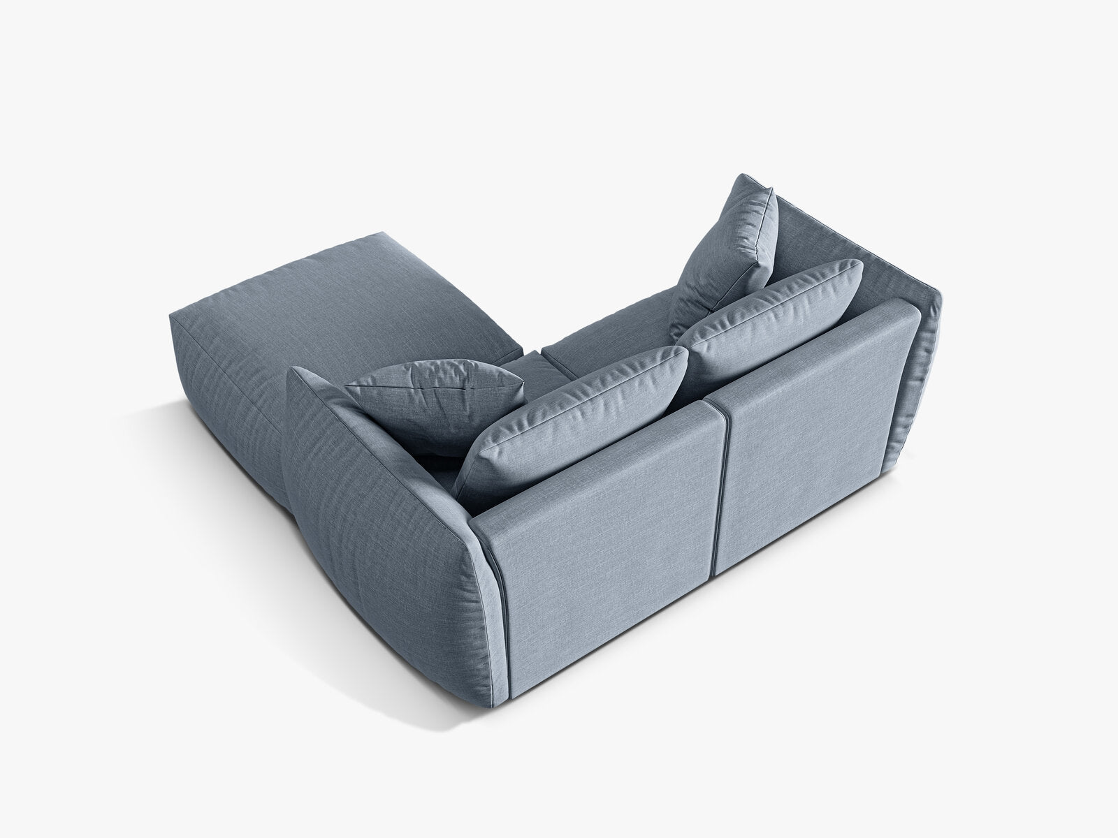 Micadoni Modulares Sofa Chris 4-Sitzer Strukturierter Stoff Gedämpftes Blau