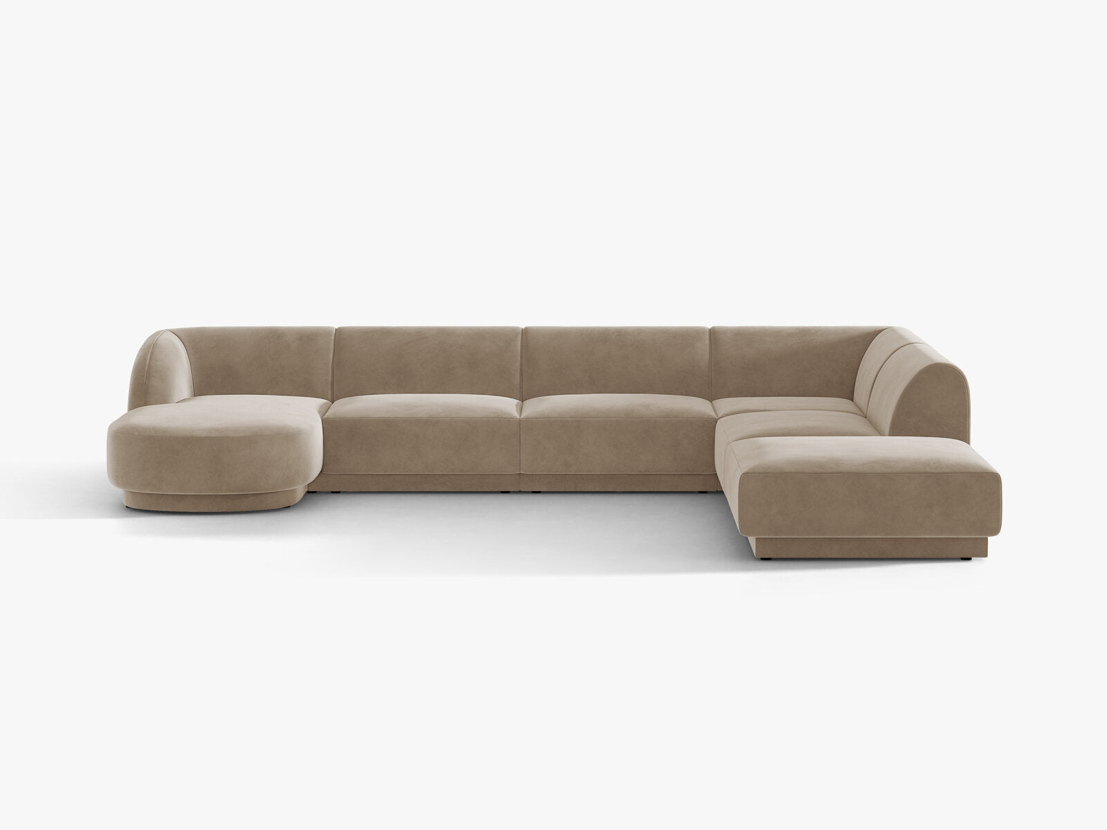 Micadoni Panorama-Ecksofa Miley 6-Sitzer Rechts Samt Bluvel Cappuccino