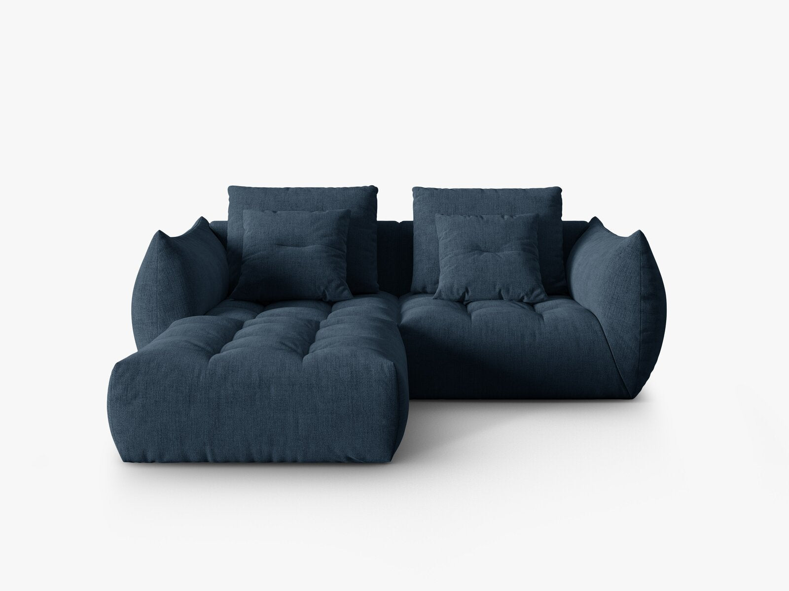 Micadoni Ecksofa Bloom 3-Sitzer Strukturierter Stoff Wind Marineblau