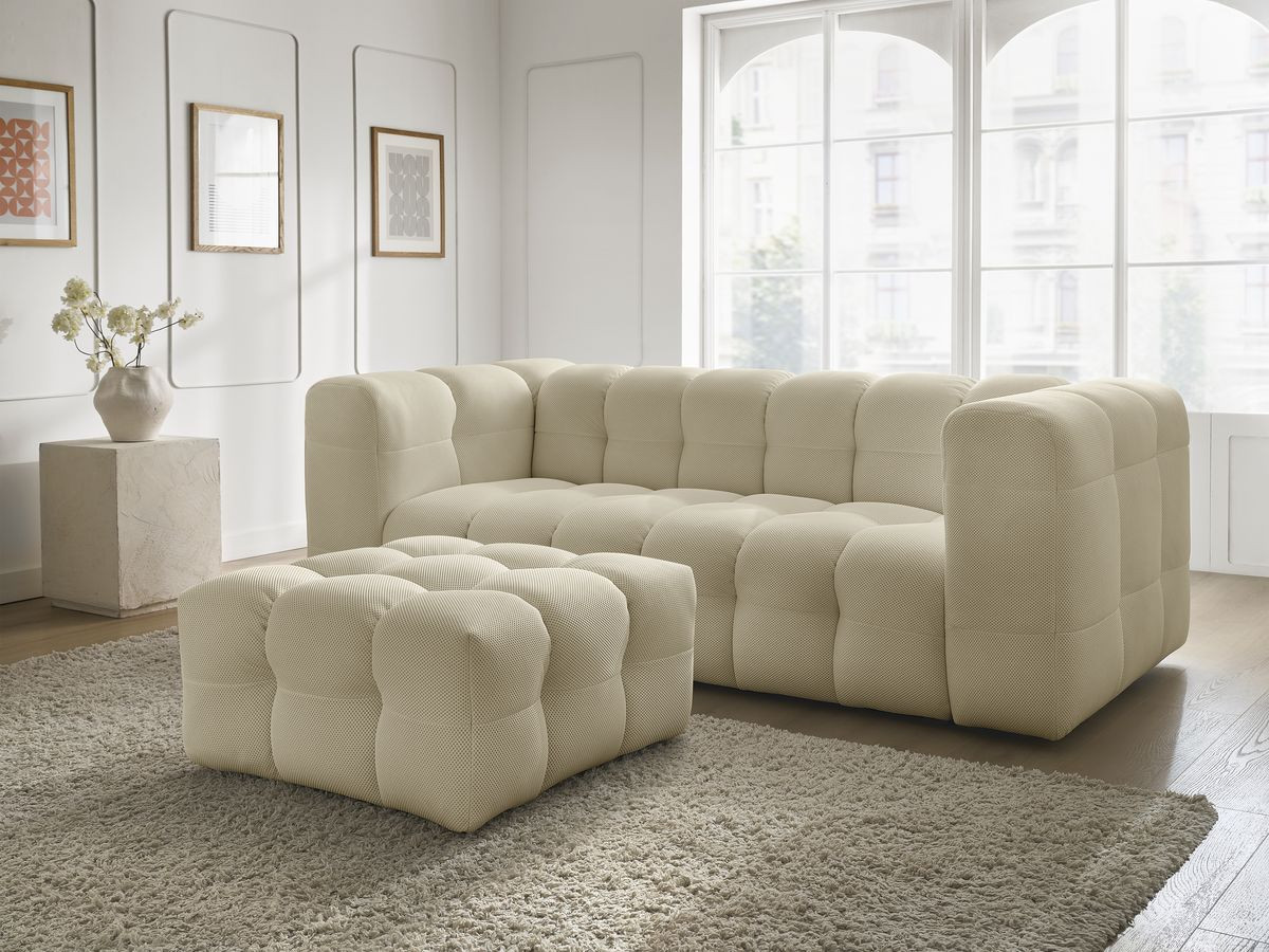 Bobochic Cloud Sofa 4-Sitzer mit Pouf Mesh-Stoff Beige