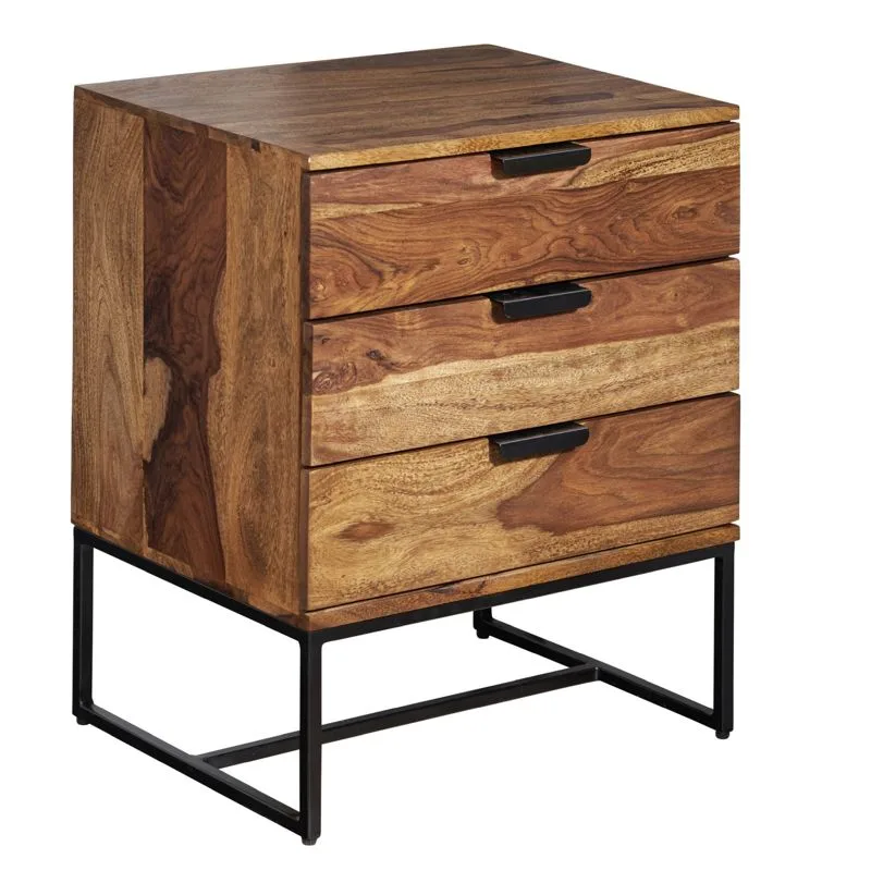 Nachttisch Audnedal Massivholz Dunkelbraun 50 × 40 × 65 cm