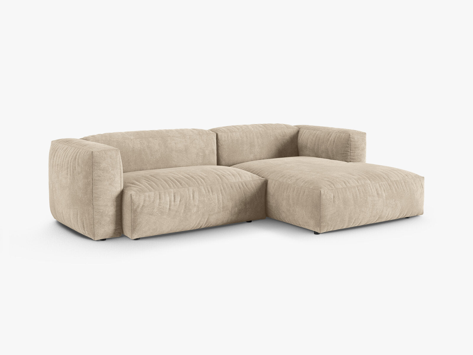 Micadoni Ecksofa Martina 2-Sitzer 90cm Sitztiefe Rechts Samt Vogue Helles Beige