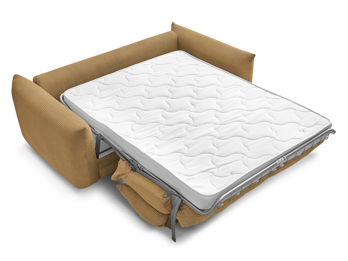 Bobochic Ernest Schlafsofa 3-Sitzer, Liegefläche 140 / 160 × 190 cm Cordsamt Gelb, Liegefläche 140 × 190 cm