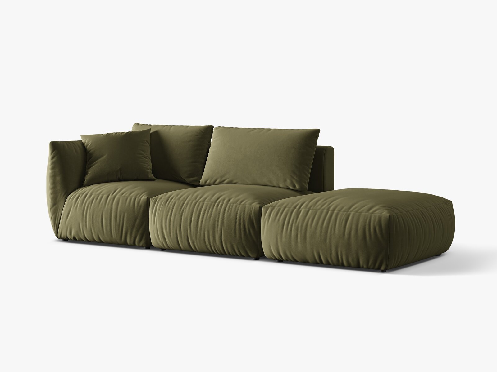 Micadoni Modulares Sofa Chris 3-Sitzer Rechts Samt Hellgrün