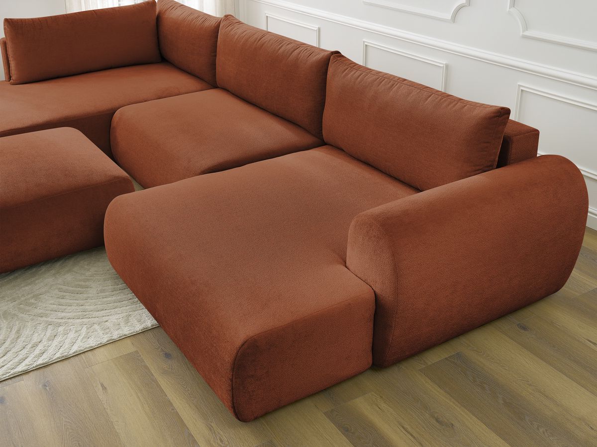 Bobochic Lucien Wohnlandschaft mit Pouf Stoff Orange Ecke rechts