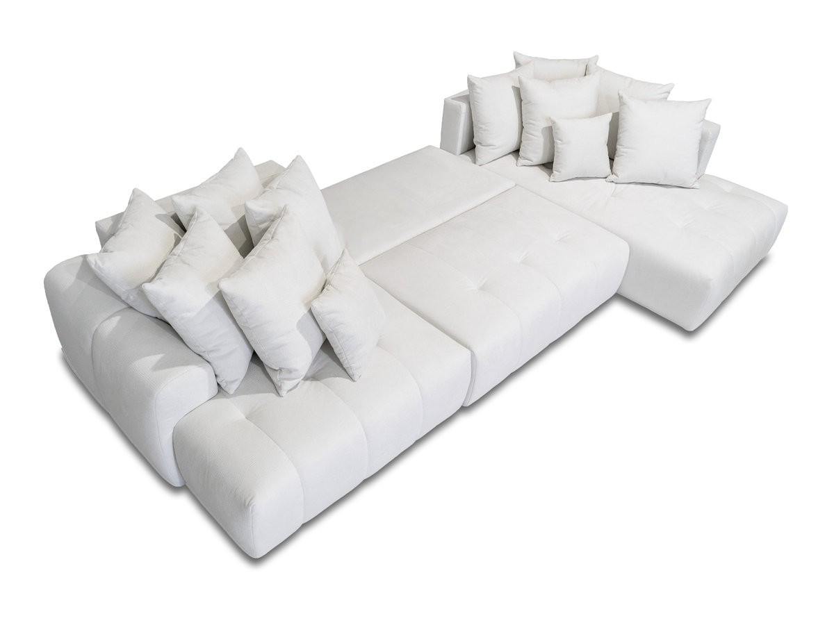 Bobochic Roxelane Wohnlandschaft Melange-Stoff Weiß Ecke links