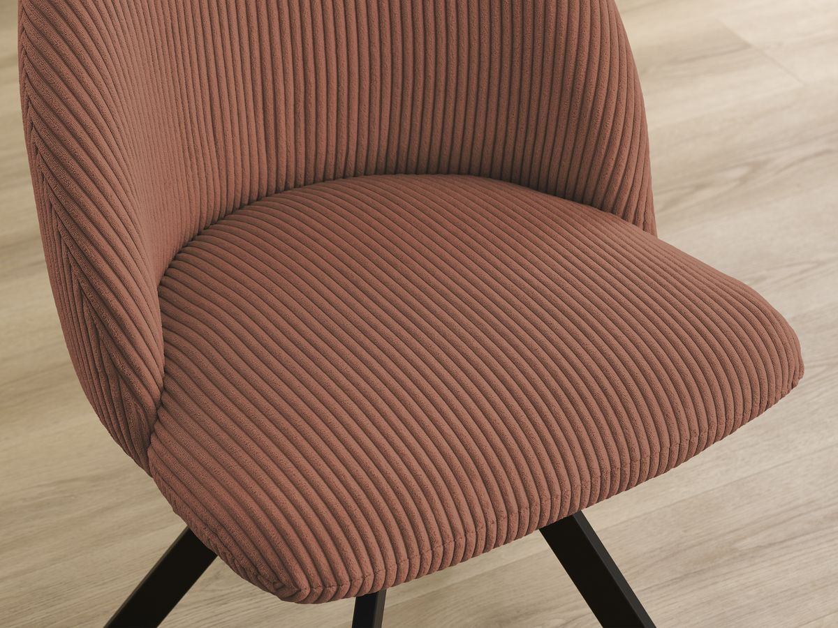 Bobochic Lalie Esszimmerstuhl 4er-Set mit Sternfuß Cordsamt Orange