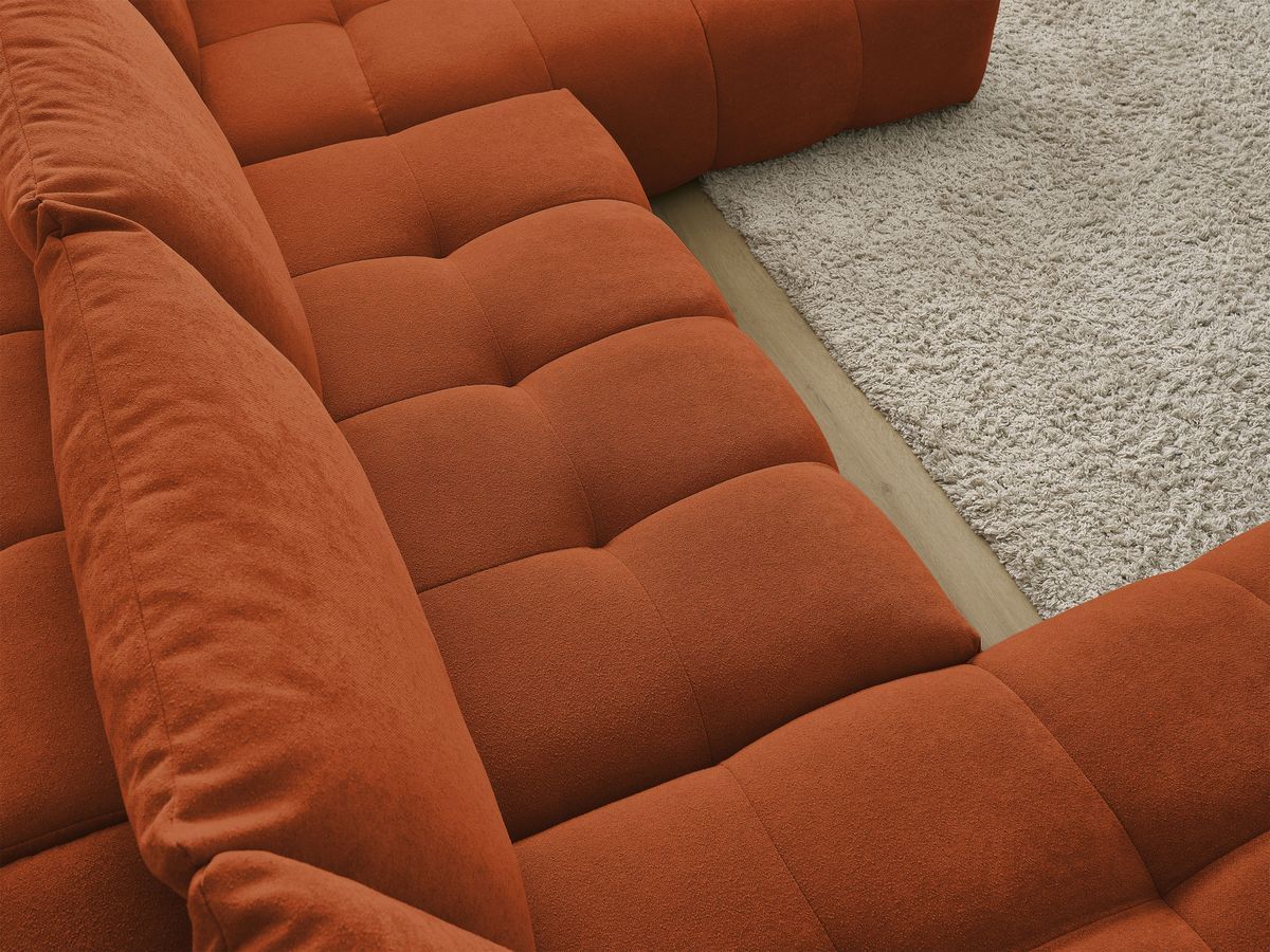 Bobochic Everest Wohnlandschaft, 6 Kissen Strukturstoff Orange Ecke links