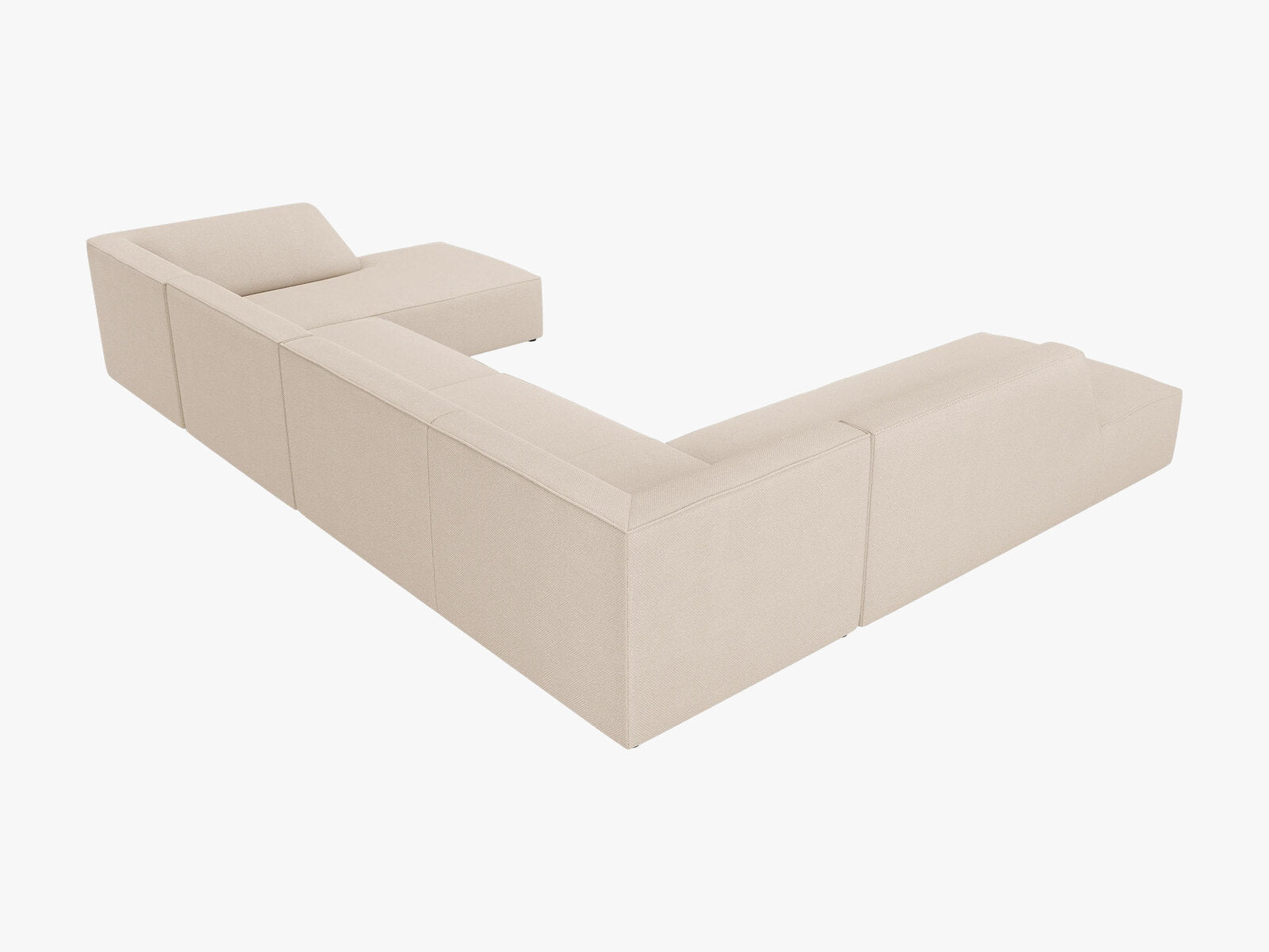 Micadoni Panorama-Ecksofa Ruby 7-Sitzer Links Strukturierter Stoff Ottawa Beige