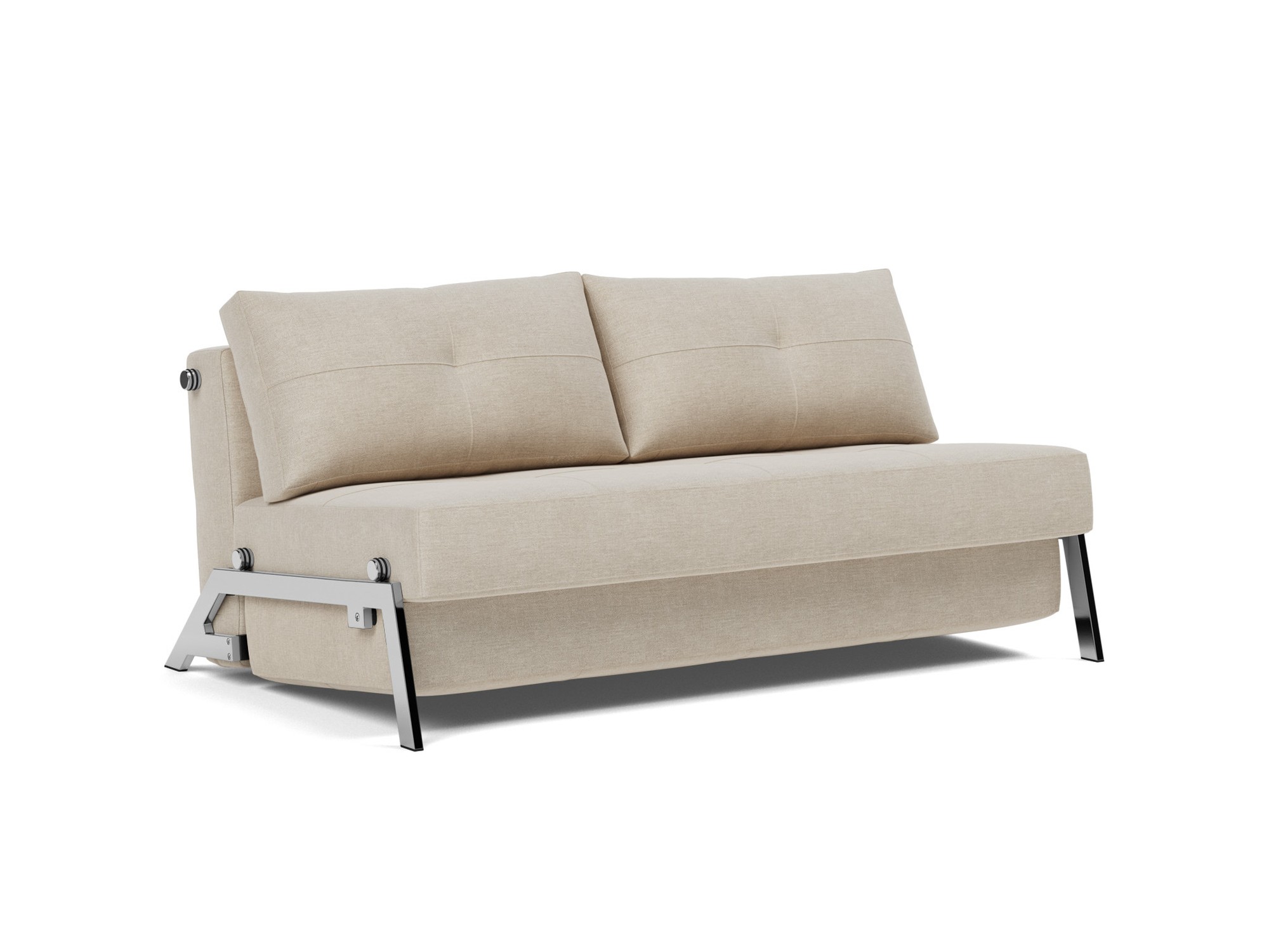 Schlafsofa Cubed 160 Flachgewebe Phobos 586-Latte Beine Chrom