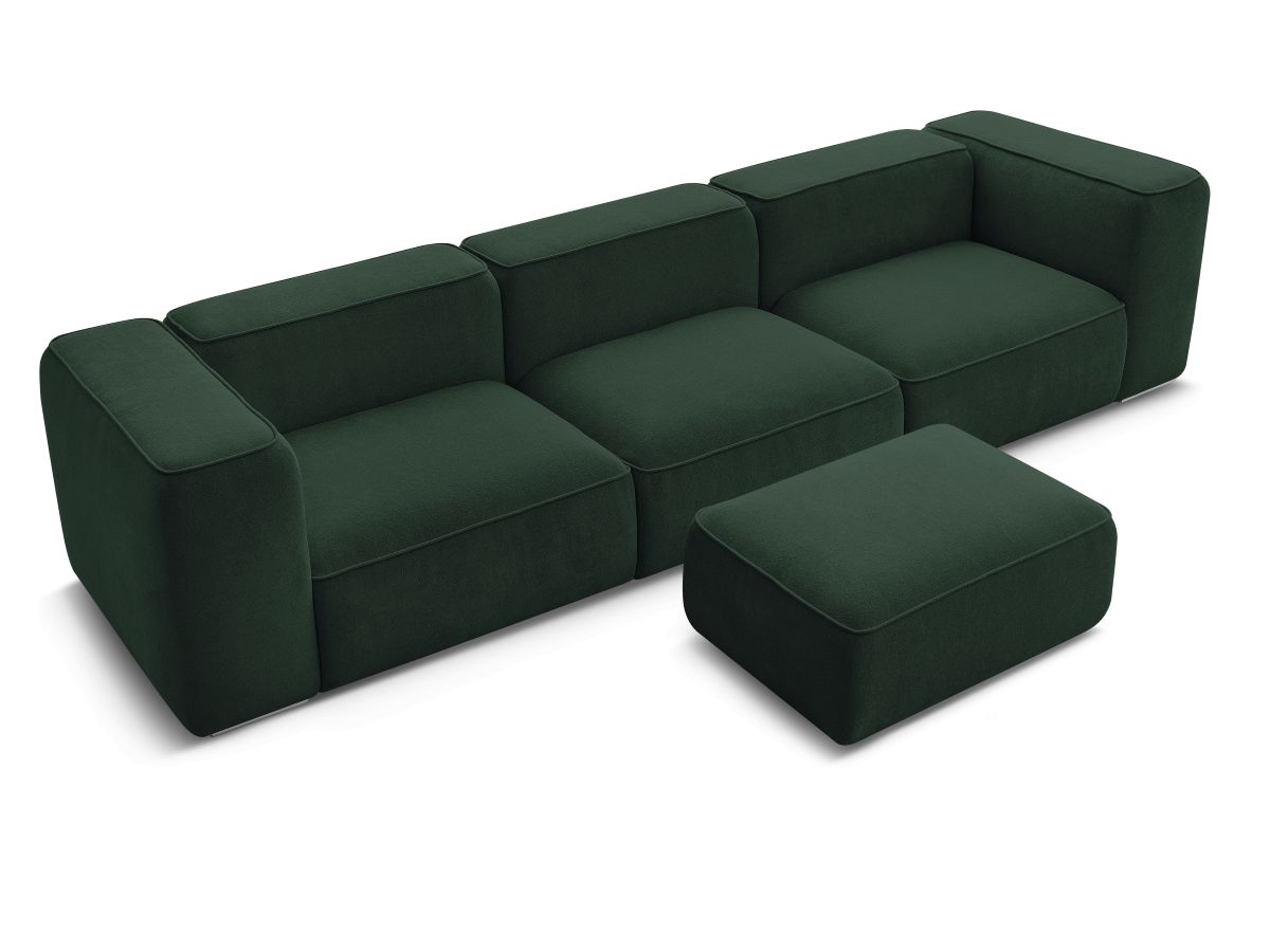 Bobochic Zephyr Sofa 4-Sitzer mit Pouf Strukturstoff Grün