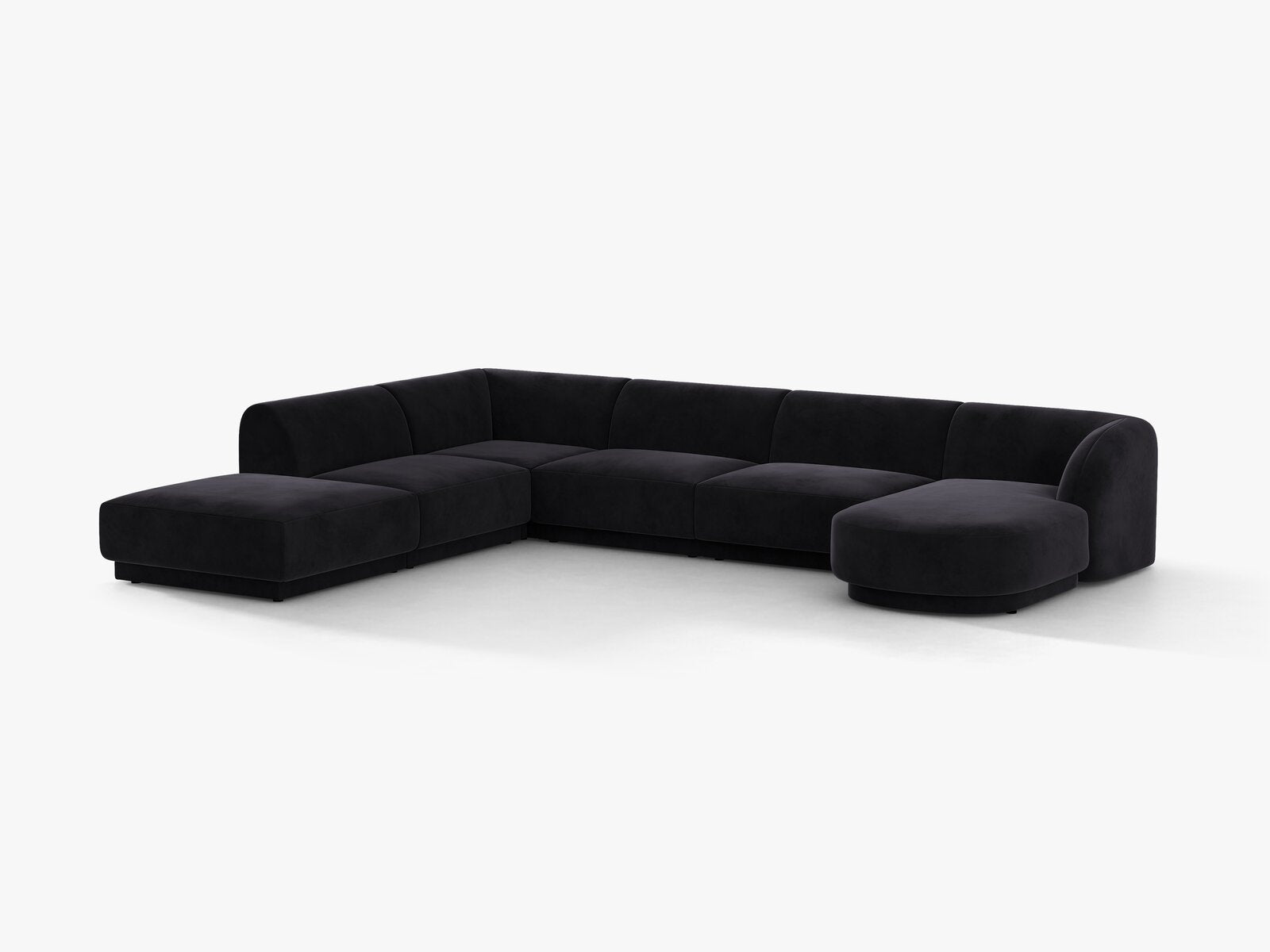 Micadoni Panorama-Ecksofa Miley 6-Sitzer Samt Venus Schwarz Links