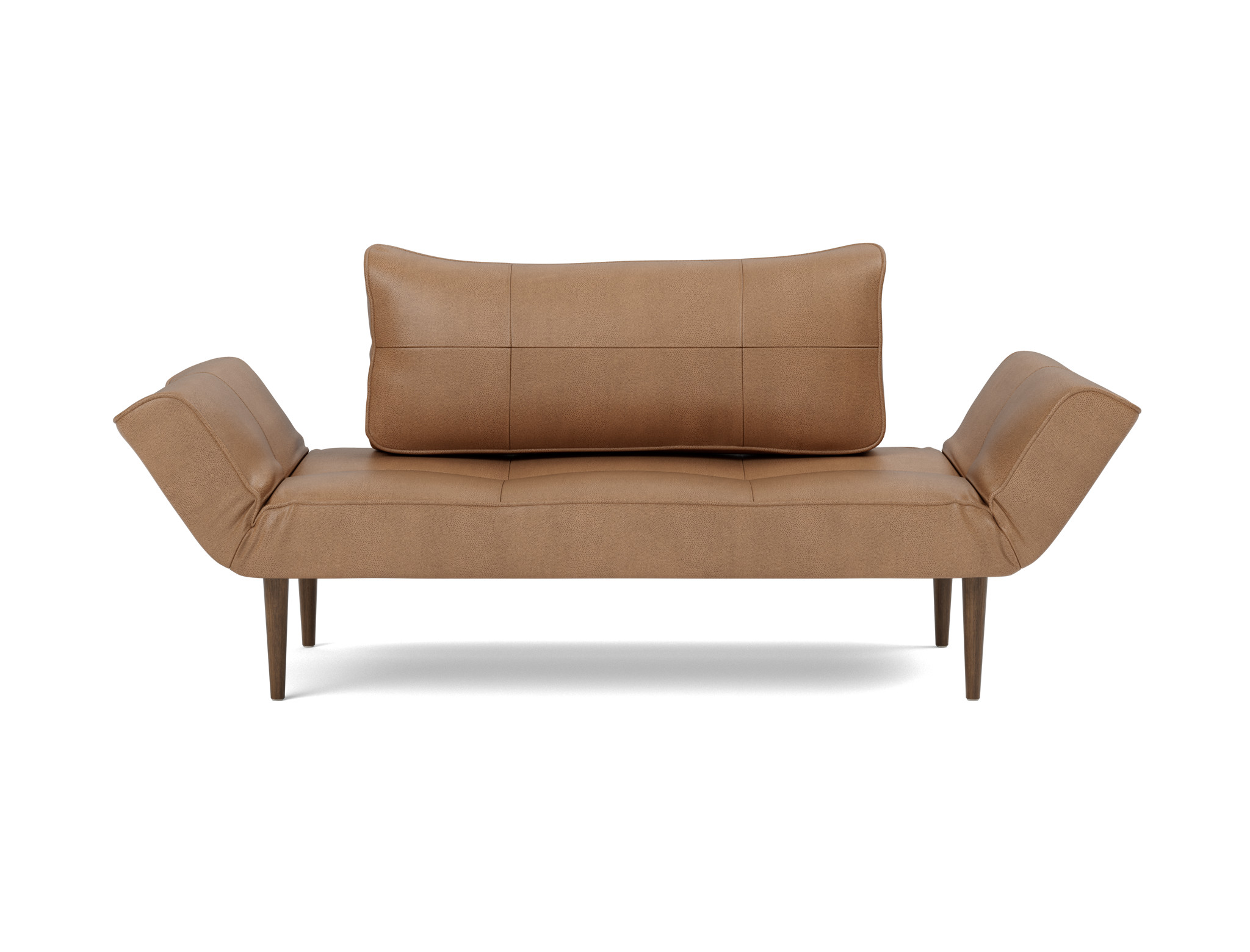 Tagesbett Zeal Lederoptik Faunal 551-Brown Beine Styletto Eiche dunkel