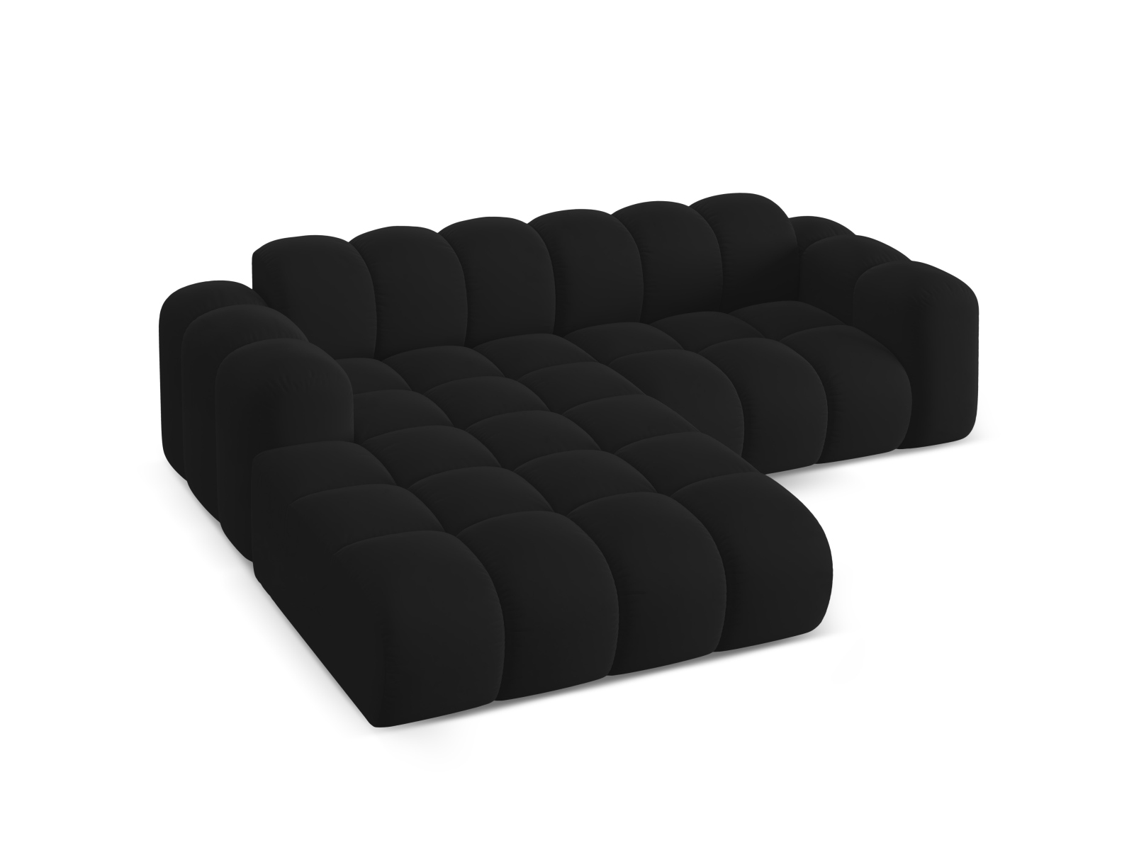 Cosmopolitan Design Ecksofa Treno 3-Sitzer Samt Bluvel Schwarz Links