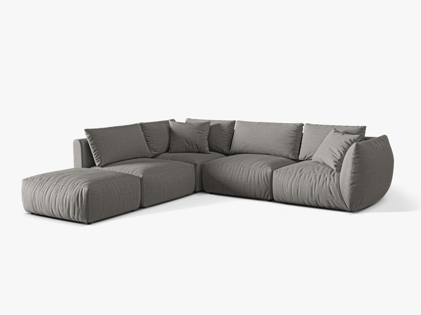 Micadoni Modulares Ecksofa Chris 4-Sitzer Links Strukturierter Stoff Warmes Grau