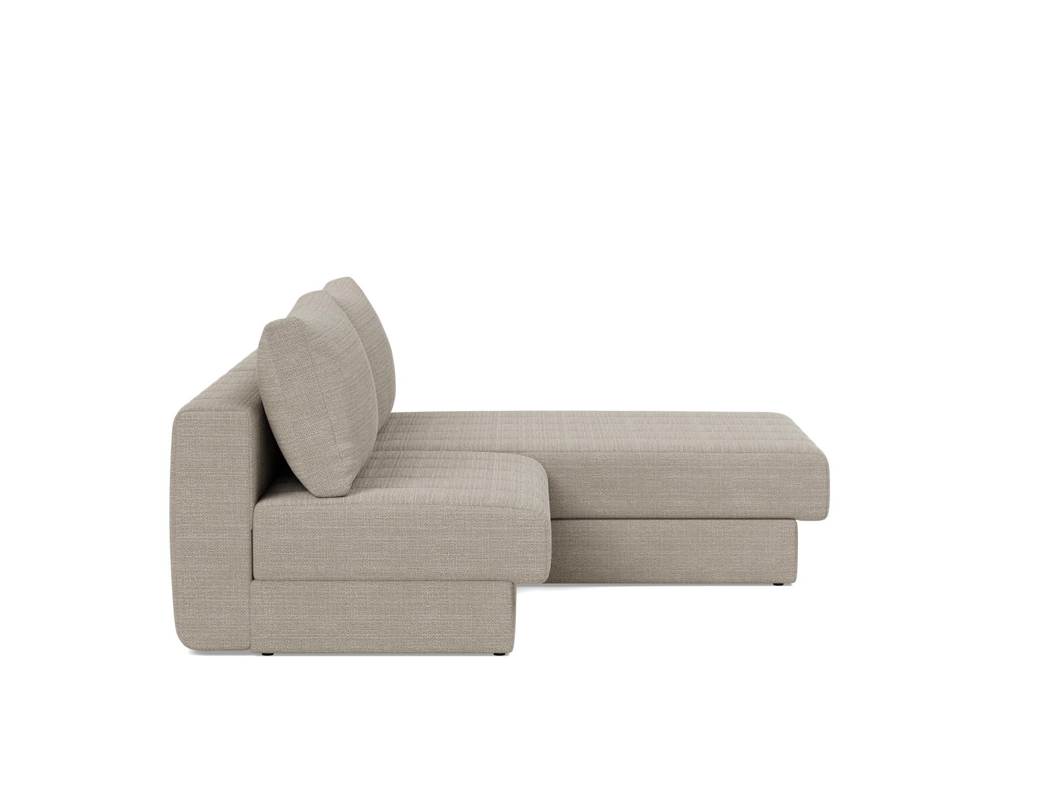 Schlafsofa Akello mit Chaiselongue Strukturierter Stoff Kenya 579-Gravel