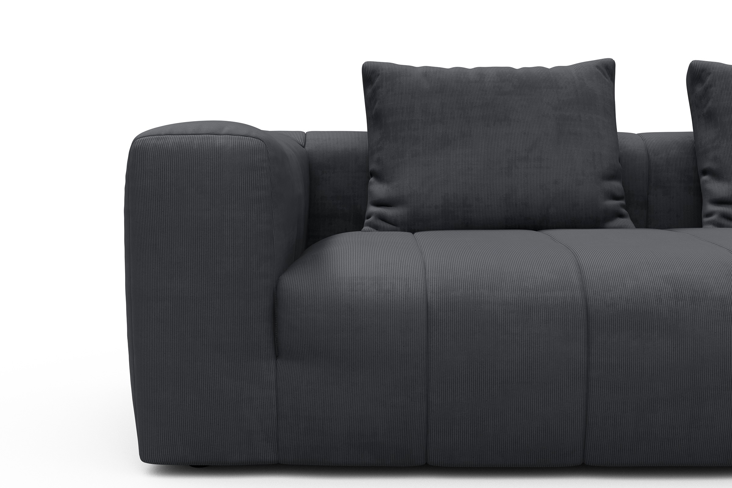 Ecksofa Hugo 2x 2,5-Sitzer Armlehne links Cordufine-Slate-Grey
