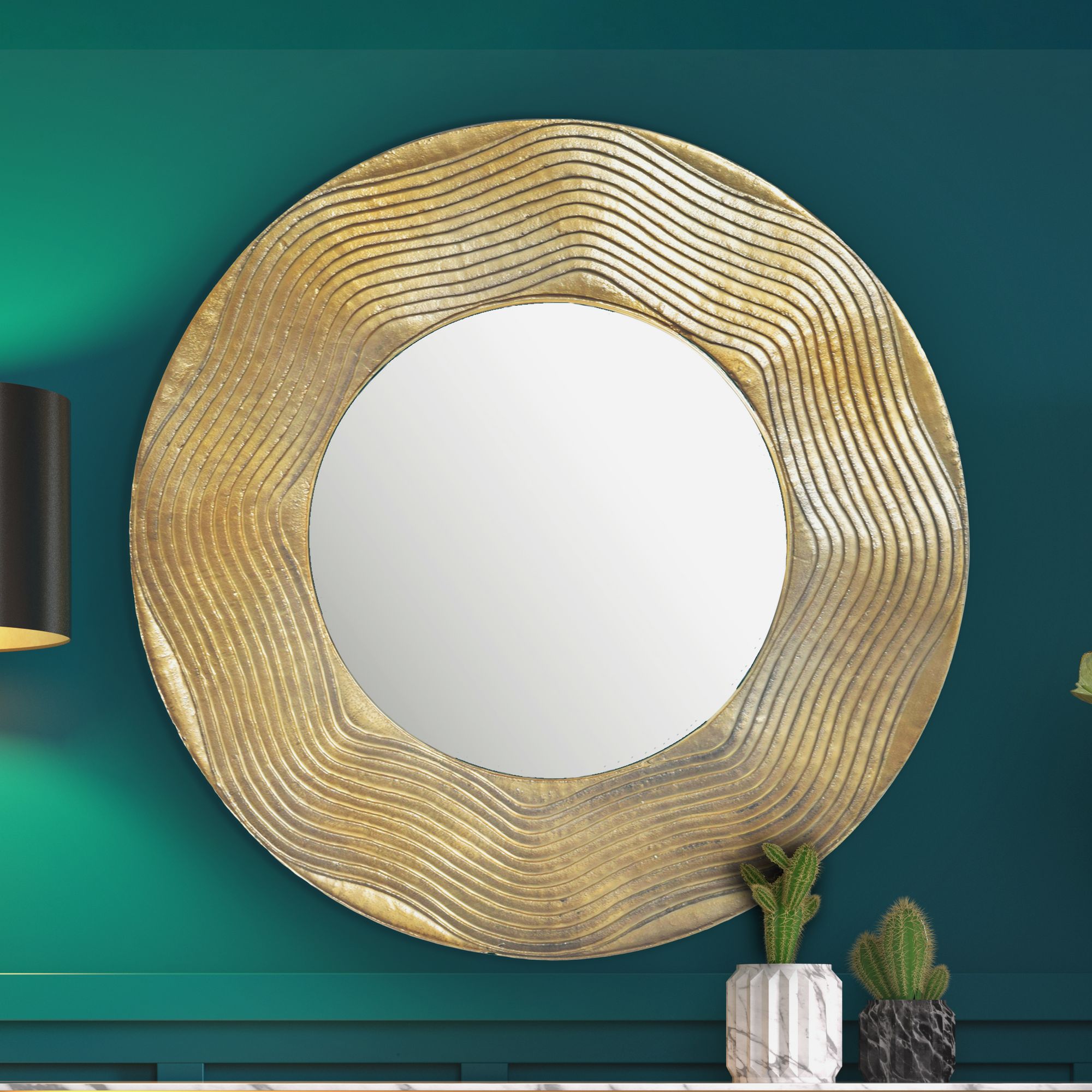 Wandspiegel Hesseng Gold Ø 74 cm