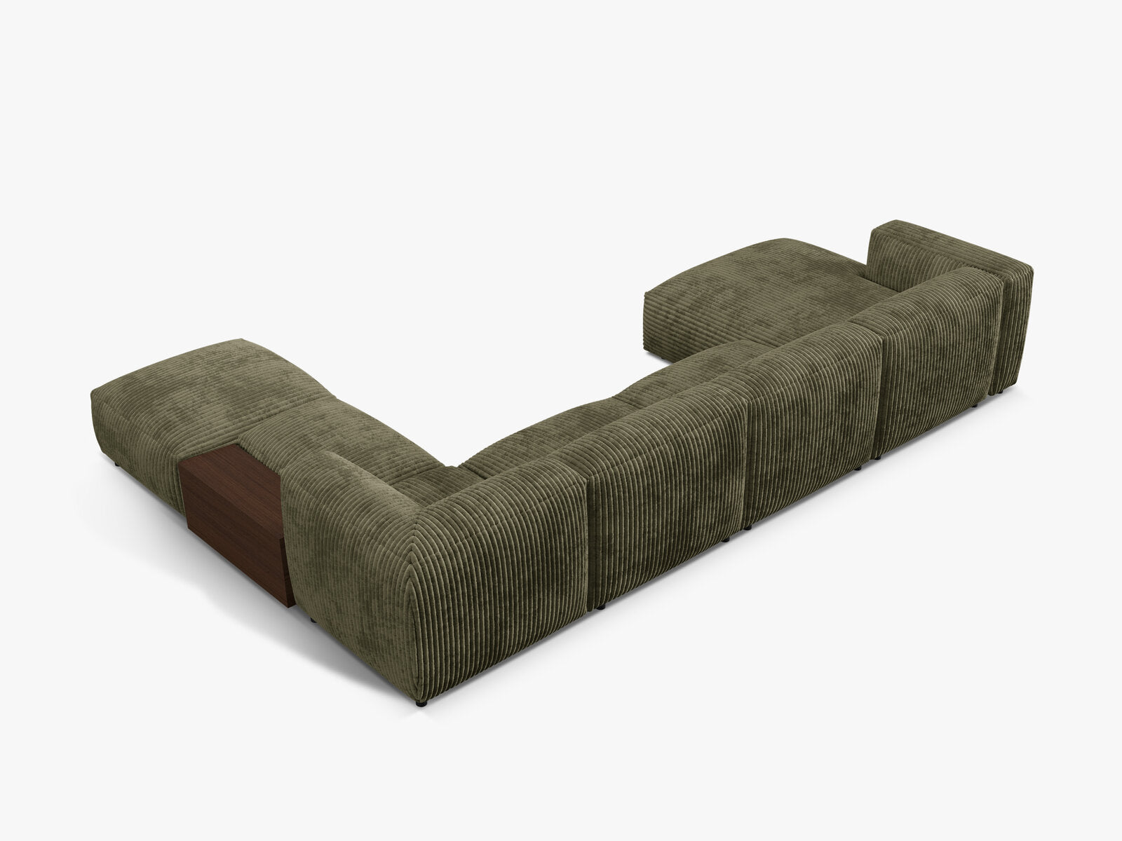 Micadoni Panorama-Ecksofa Martina 5-Sitzer Rechts Kord Moßgrün
