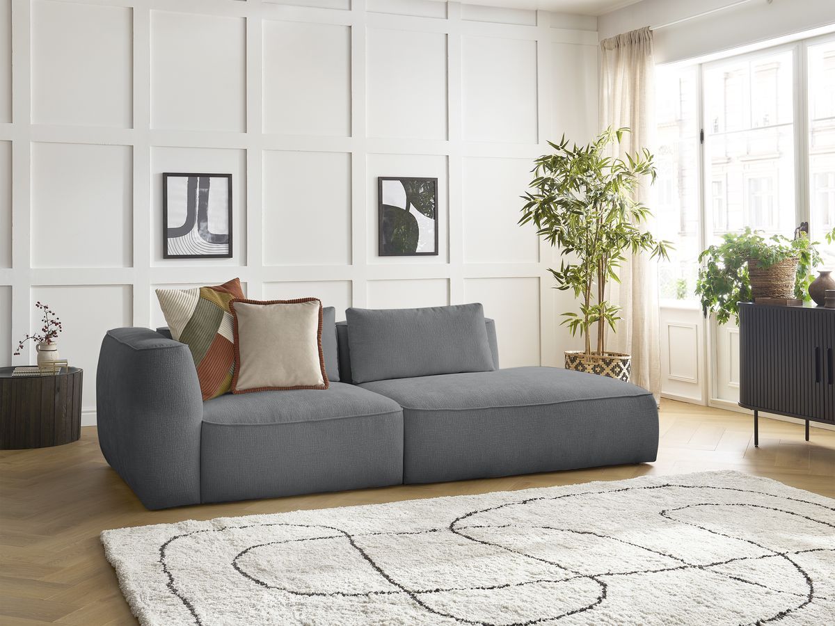 Bobochic Leopold Sofa 3-Sitzer Strukturstoff Dunkelgrau Armlehne links