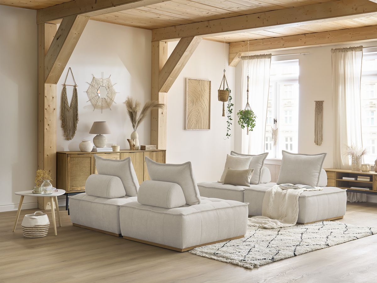 Bobochic Elisa Sofa 4-Sitzer Strukturstoff Beige