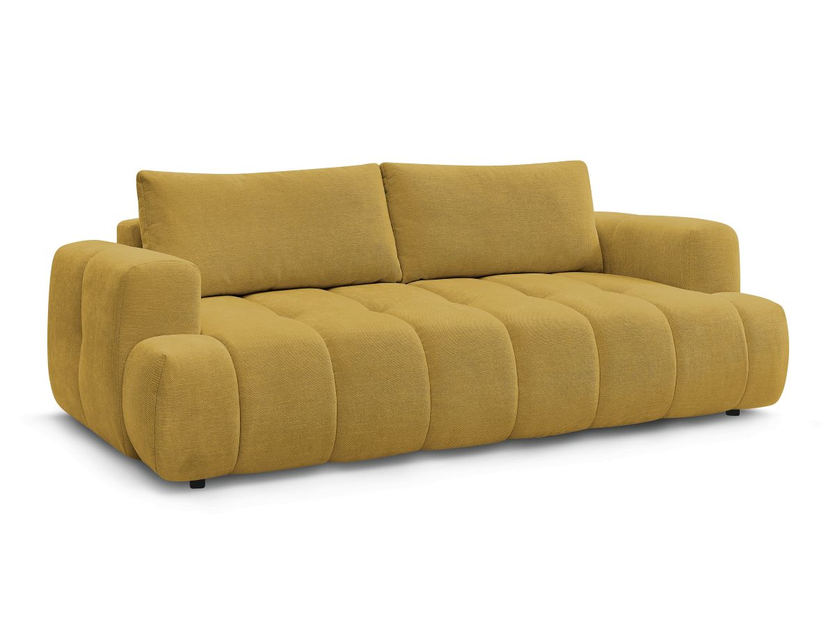 Bobochic Fuji Schlafsofa 3-Sitzer mit Bettkasten Stoff Gelb