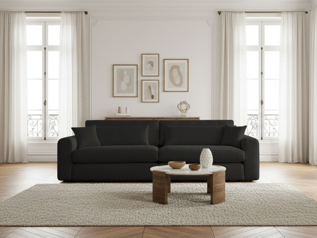 Bobochic Belmont Sofa 3-Sitzer Bouclé-Stoff Dunkelgrau