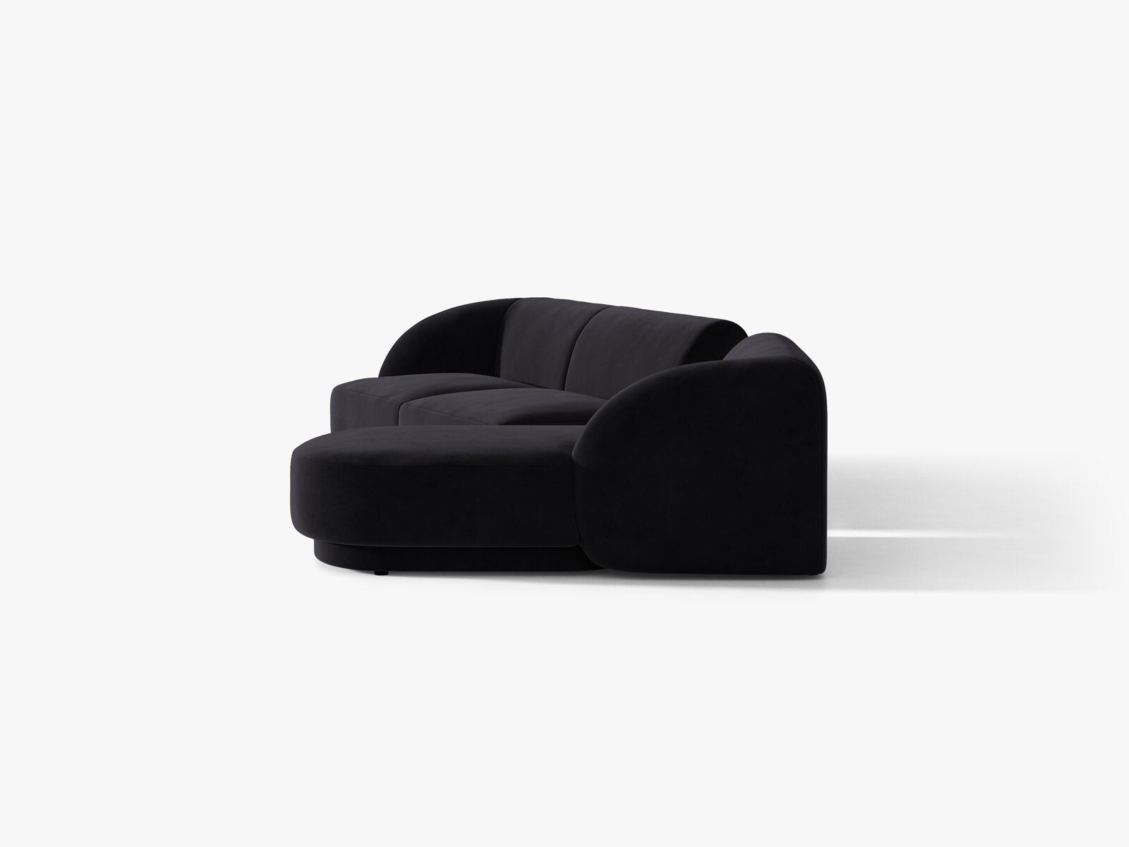 Micadoni Modulares Sofa Miley mit Recamiere 3-Sitzer Rechts Samt Venus Schwarz