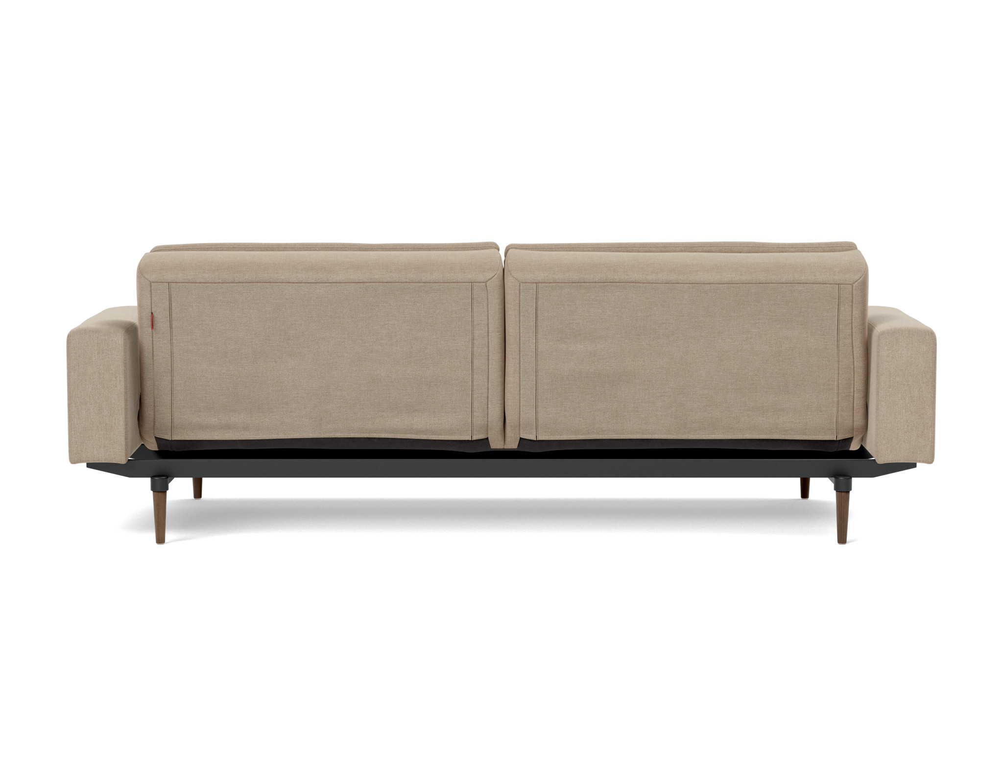 Schlafsofa Dublexo mit Armlehnen Flachgewebe Phobos 587-Mocha Beine Styletto Eiche dunkel