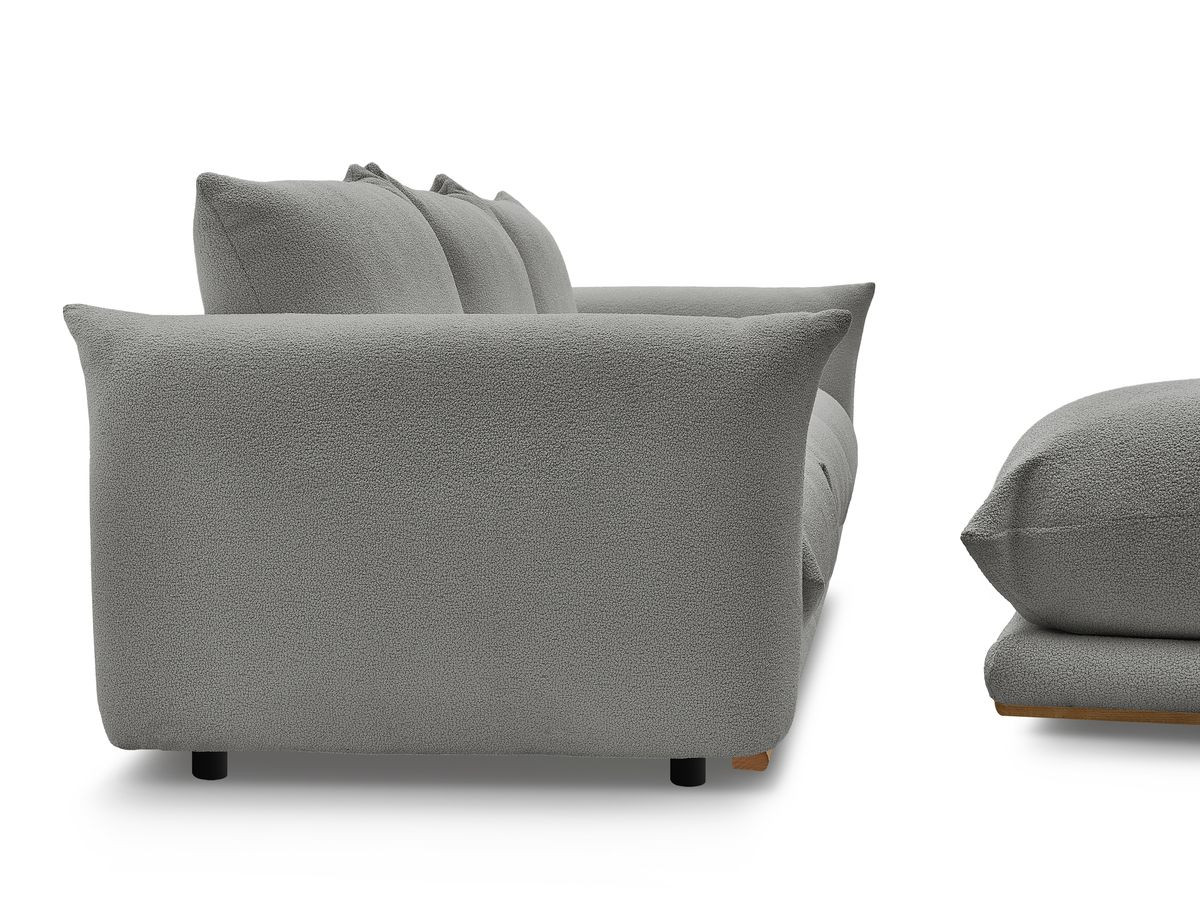 Bobochic Ernest Sofa 3-Sitzer mit Pouf 266 × 106 cm Bouclé-Stoff Dunkelgrau