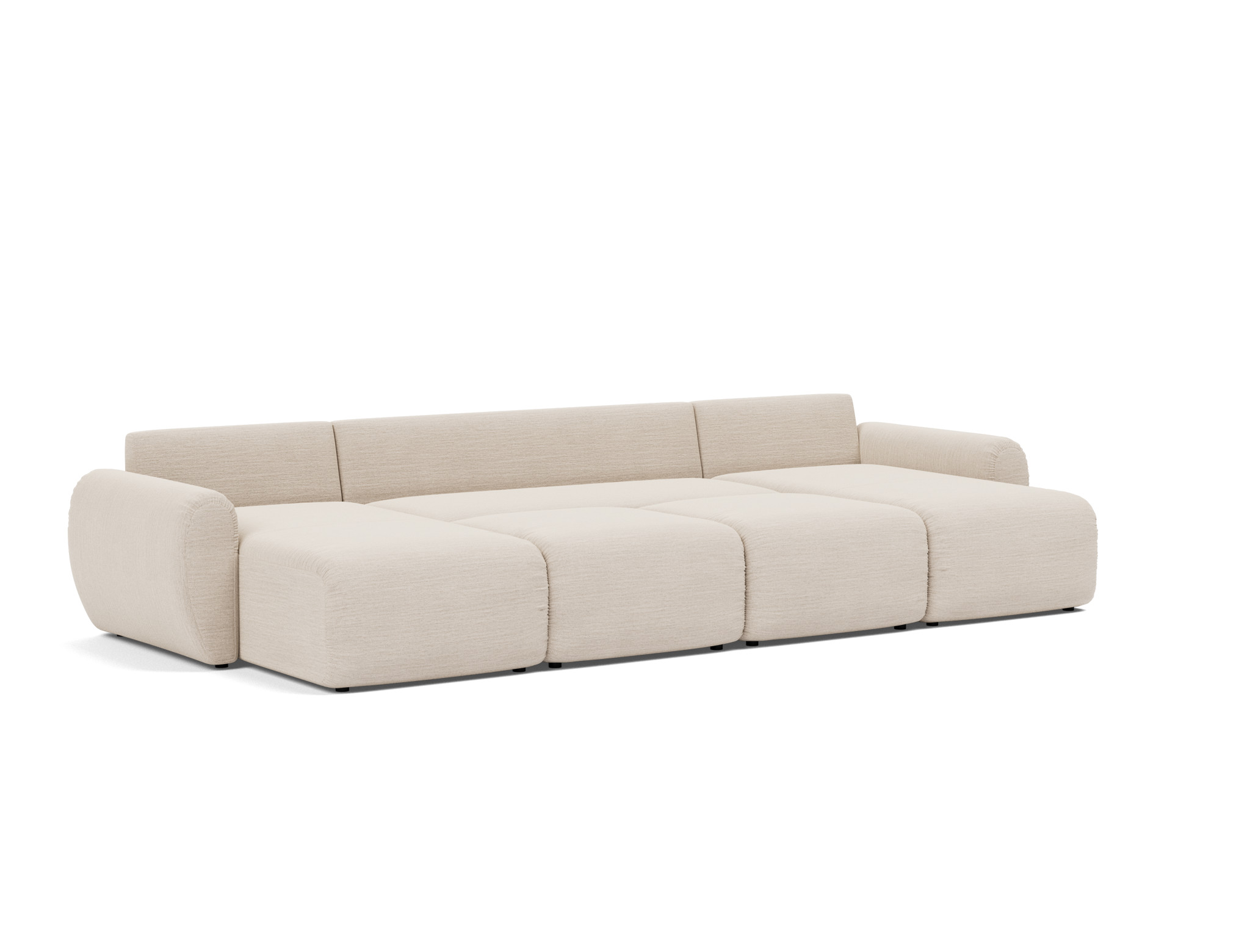 Schlafsofa Norum U-Form mit Curve-Armlehnen Webstoff Blida 612-Sand-Grey