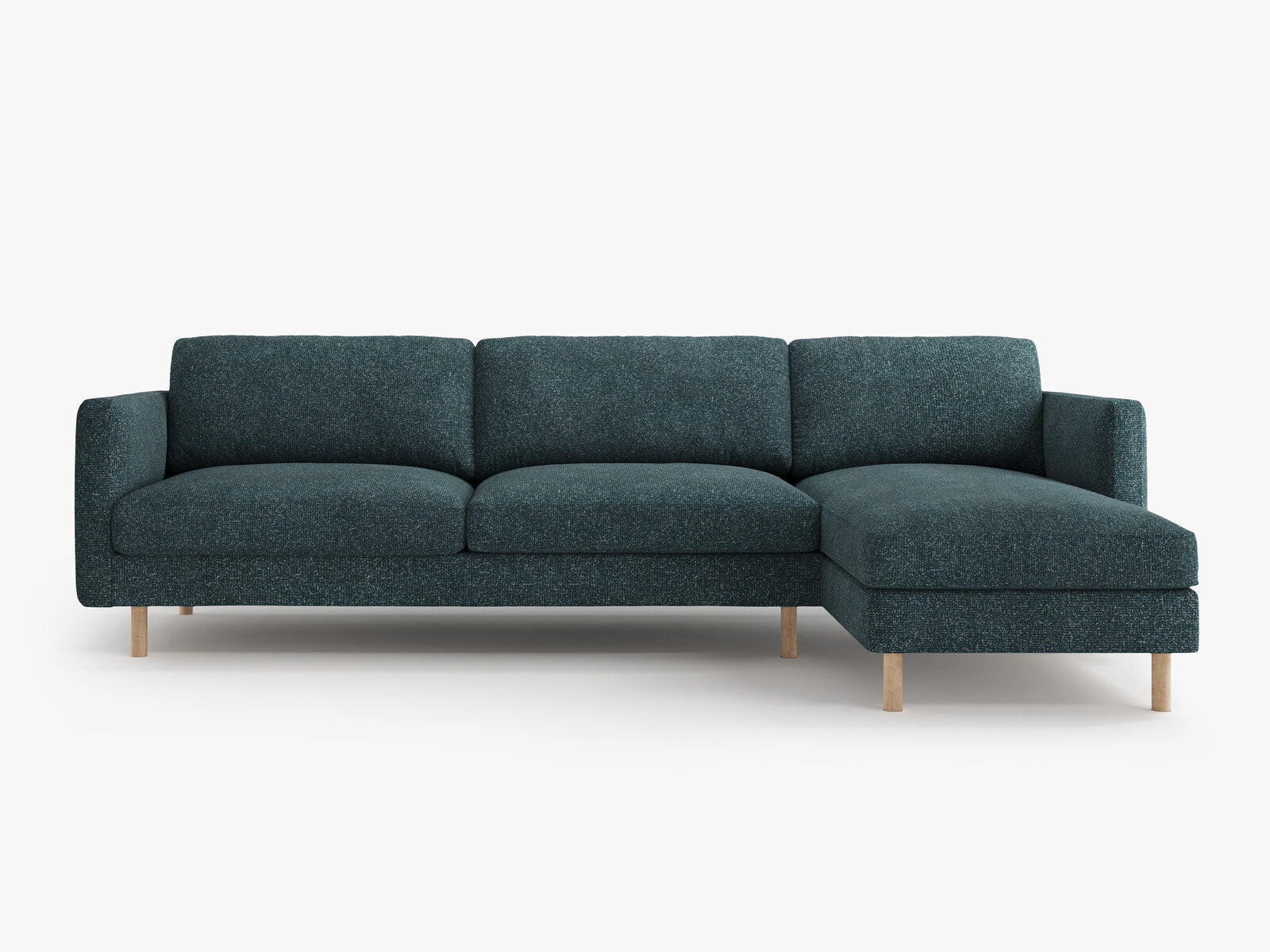 Micadoni Ecksofa Eden 4-Sitzer Rechts Strukturierter Stoff Grün Blau Melange