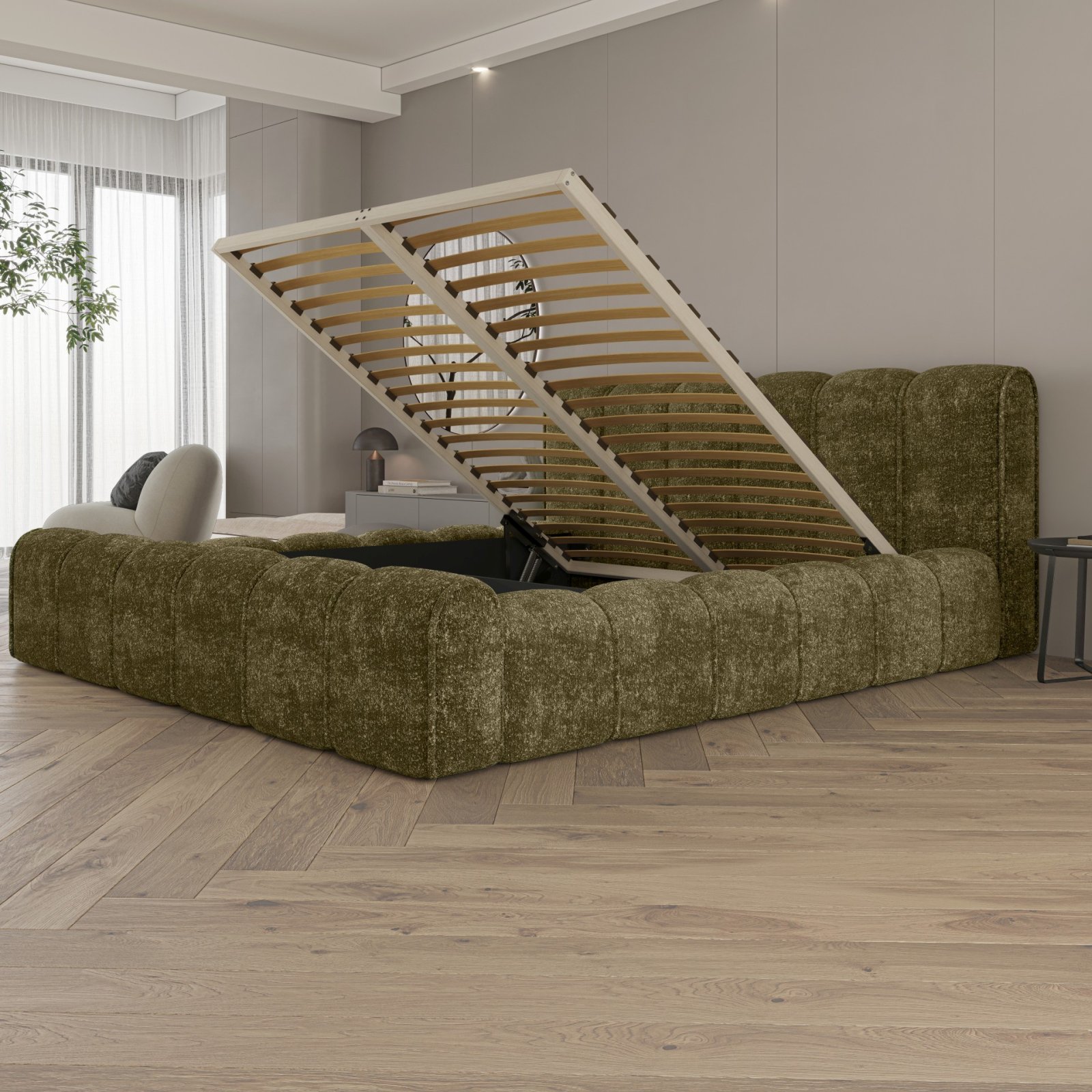 Polsterbett Belio Chenille 180x200 mit Holzrahmen Venga 162