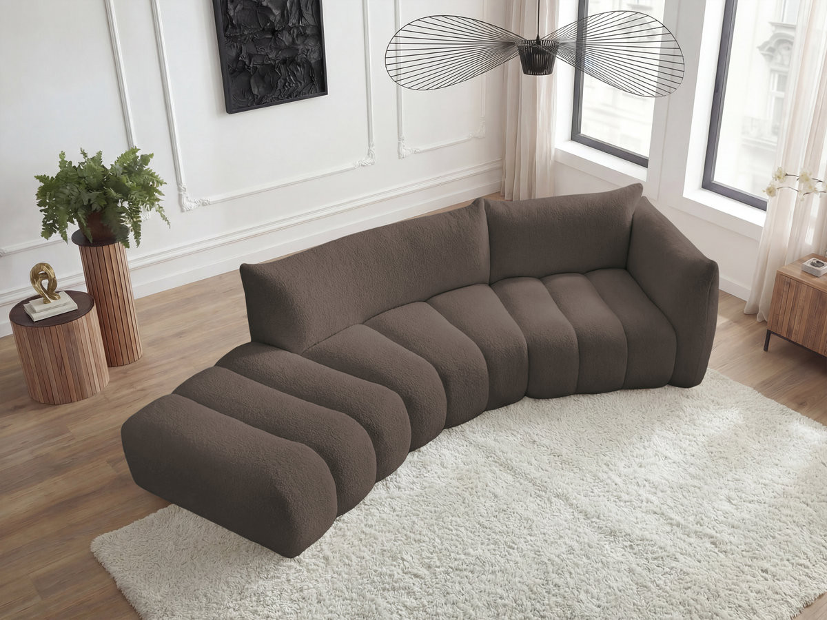 Bobochic Azra Ecksofa 325 × 112 cm Bouclé-Stoff Braun Ecke rechts