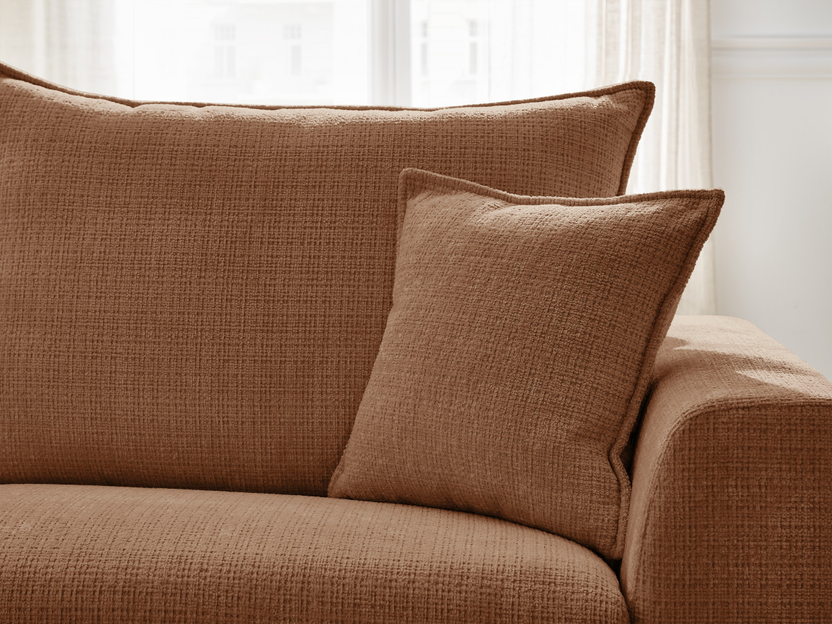 Bobochic Augustin Ecksofa mit Schlaffunktion und Bettkasten Strukturstoff Orange, Liegefläche 160 × 200 cm