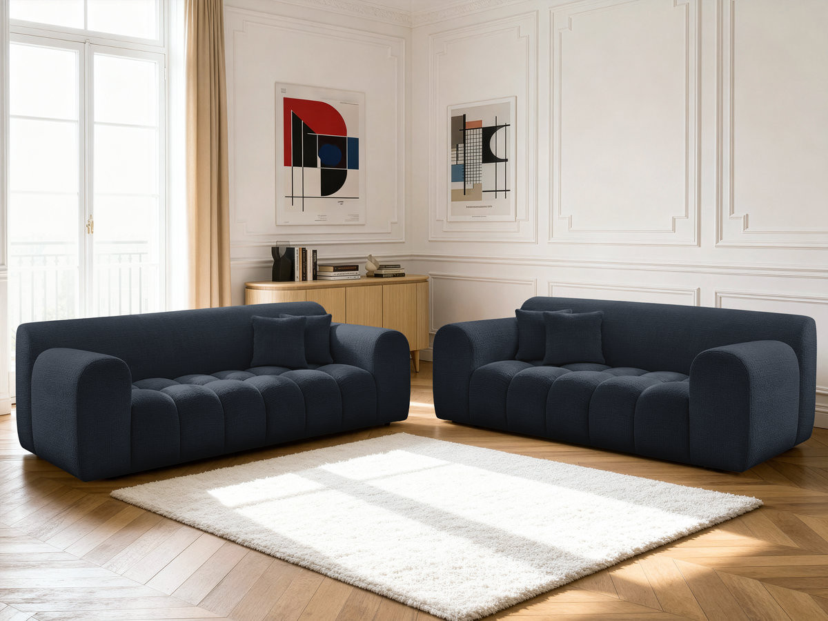 Bobochic Melisse Sofa 5-Sitzer Strukturstoff Blau