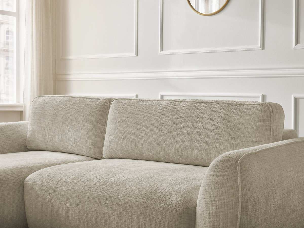 Bobochic Denise Ecksofa mit Schlaffunktion und Bettkasten 258 × 160 cm Strukturstoff Beige Ecke links