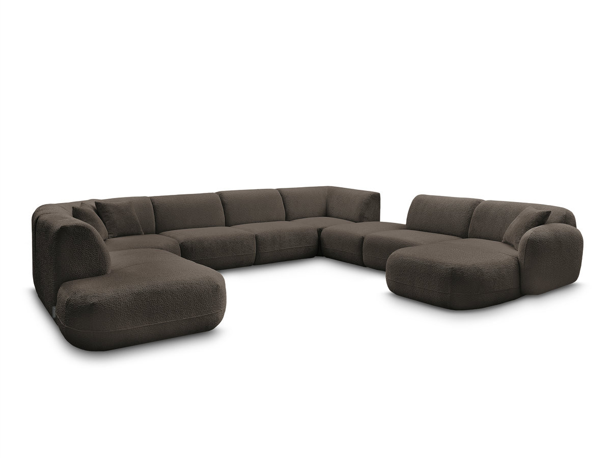 Bobochic Anda Wohnlandschaft mit Pouf 396 × 357 cm Chenille Braun Ecke rechts