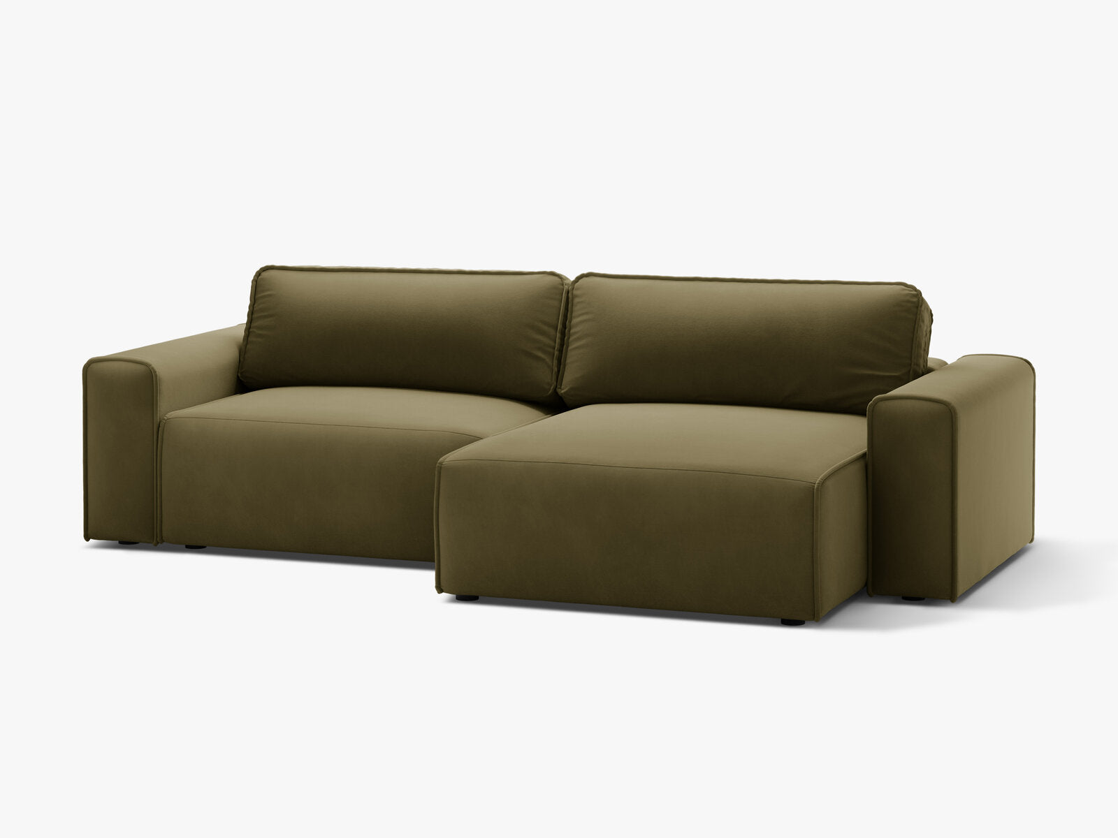 Micadoni Ecksofa Victor 3-Sitzer mit Schlaffunktion Rechts Samt Moßgrün Melange