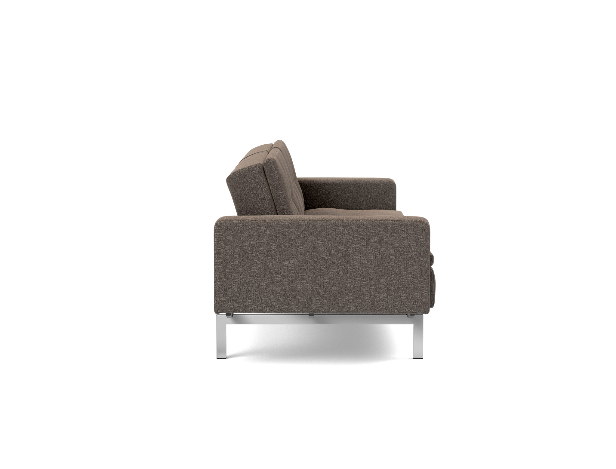 Schlafsofa Dublexo mit Armlehnen Boucle Skandi 530-Taupe Beine Chrom
