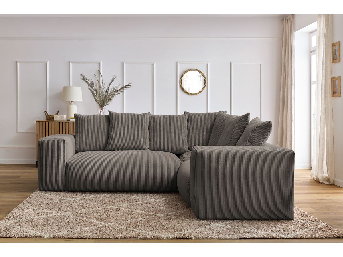 Bobochic Voltaire Ecksofa 268 × 214 cm Cordsamt Taupe Ecke rechts