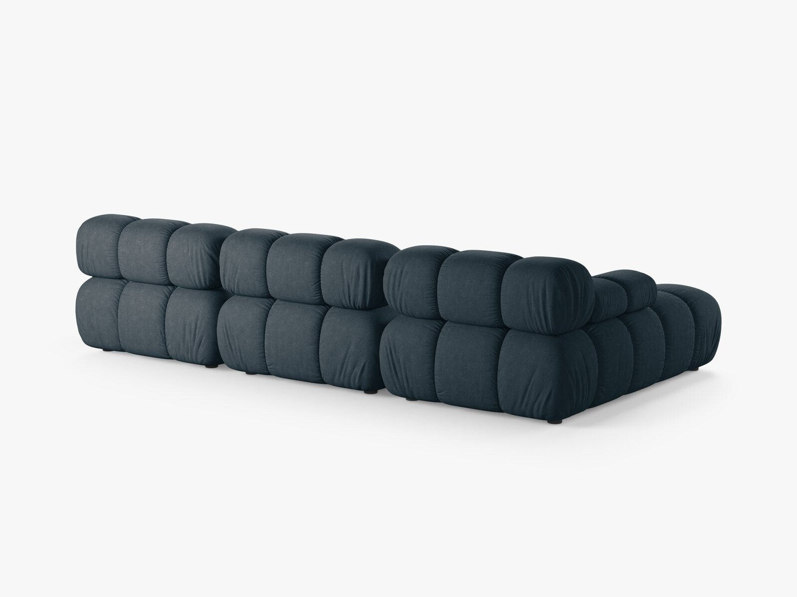 Micadoni Modulares Ecksofa Bellis 4-Sitzer Links Strukturierter Stoff Liberty Dunkel Petrol