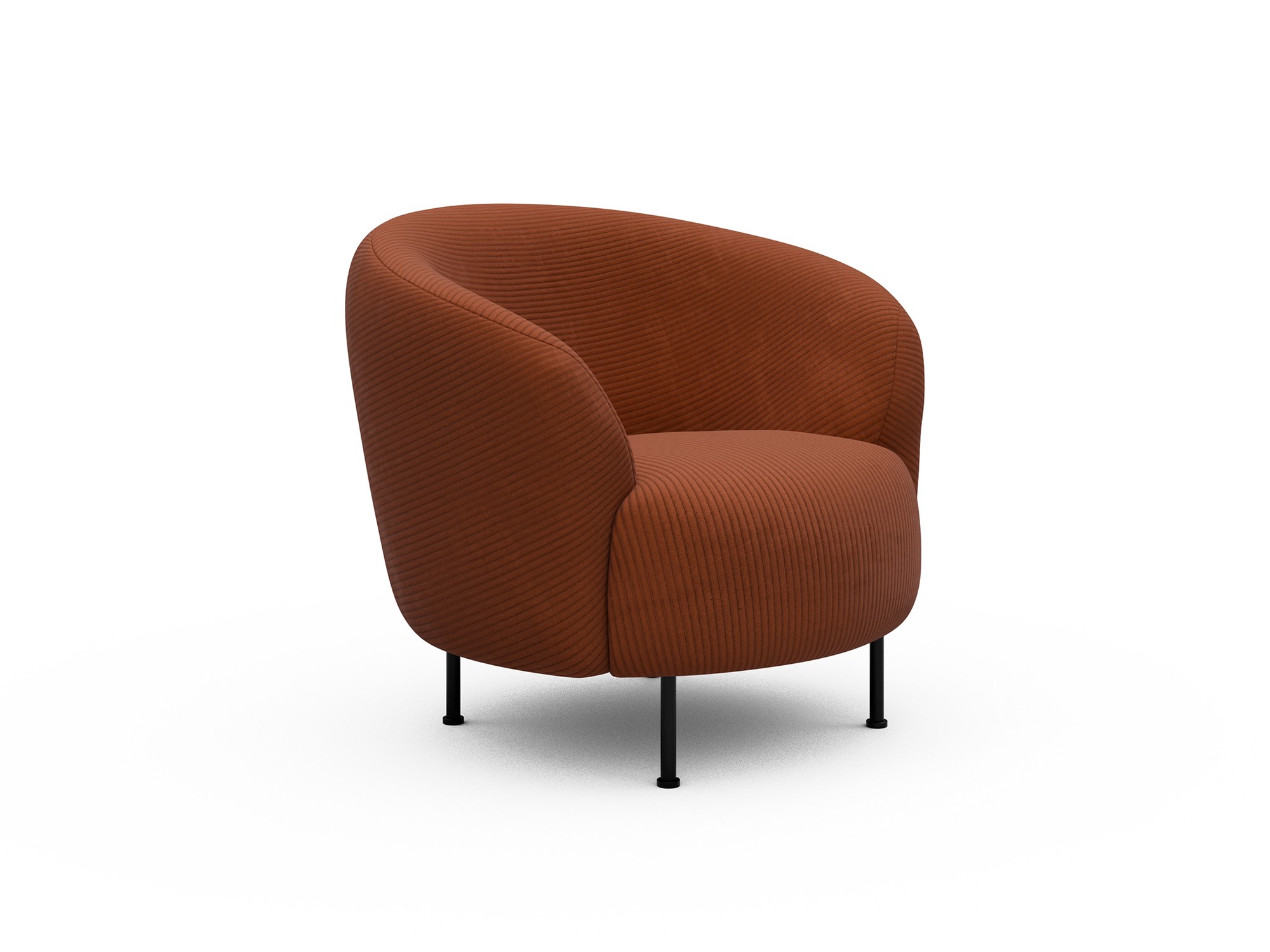 Sessel Ronda Metallbeine Schwarz Kord Corduroy 595-Burnt-Orange