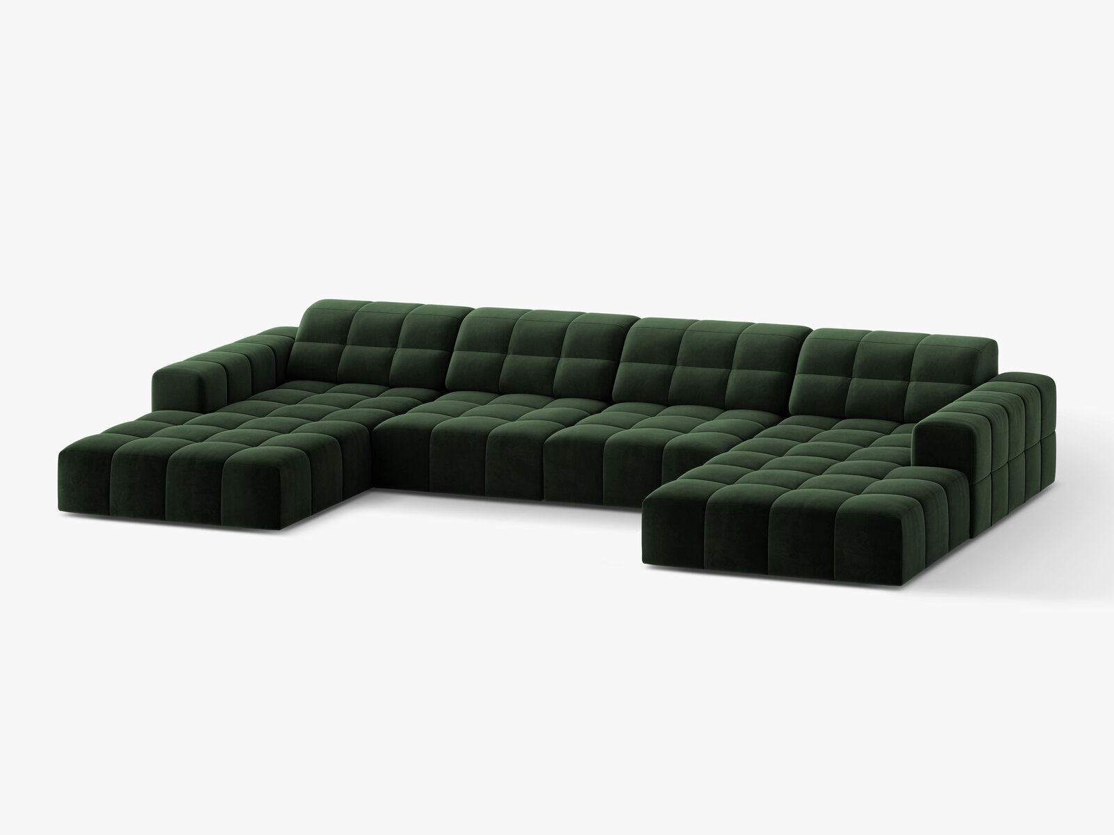 Micadoni Panorama Sofa Jennifer 6-Sitzer Samt Venus Flaschengrün