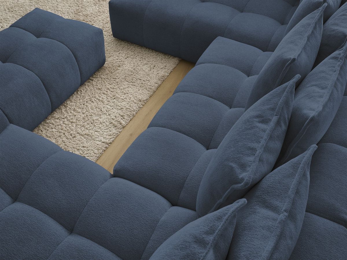 Bobochic Everest Wohnlandschaft mit Pouf, 14 Kissen Melange-Stoff Dunkelblau Ecke rechts