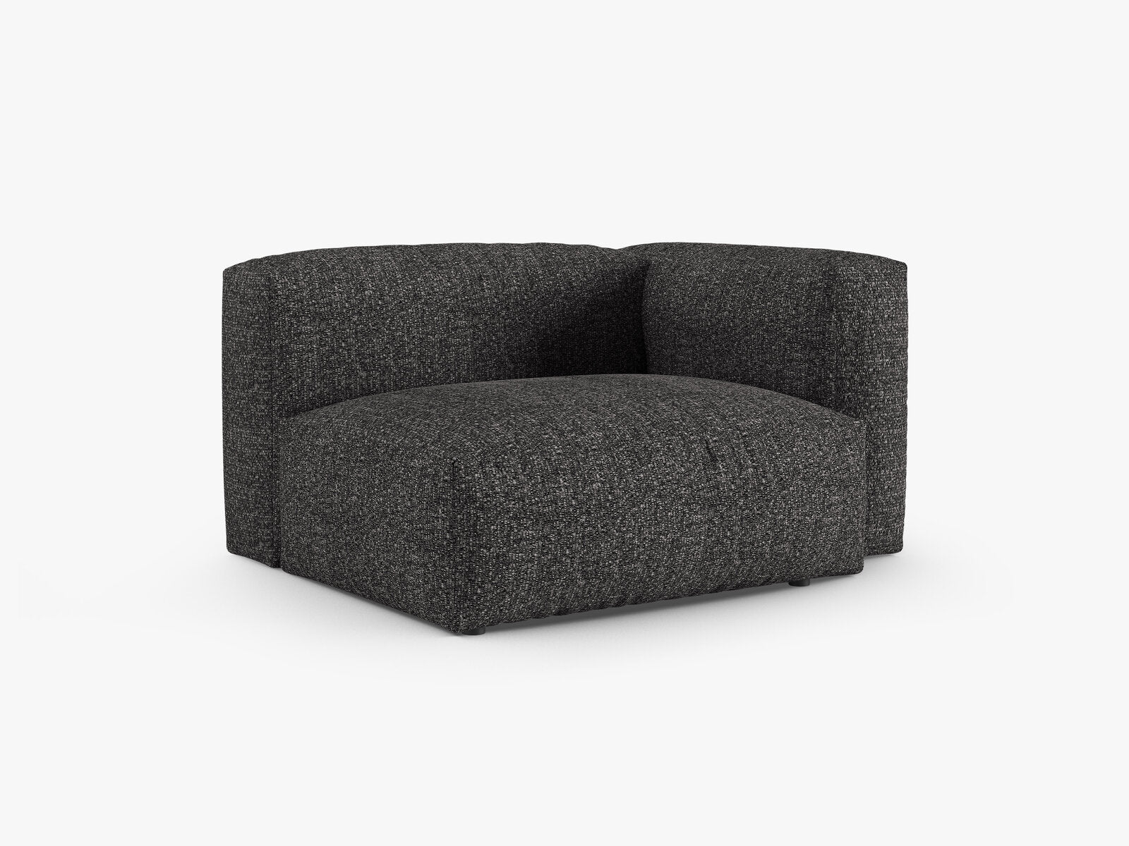Micadoni Eckmodul mit Armlehne Martina 1-Sitzer 90cm Sitztiefe Rechts Boucle Monet Anthrazit