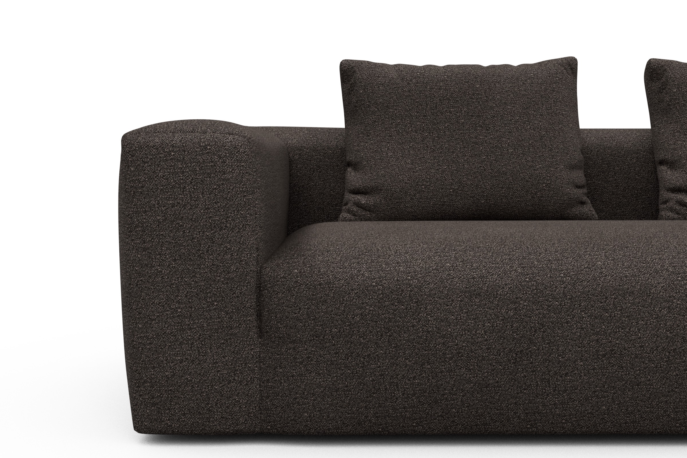 Wohnlandschaft Fred Chaiselongue rechts mit 2-Sitzer und lange Armlehne links Boucle-Taupe
