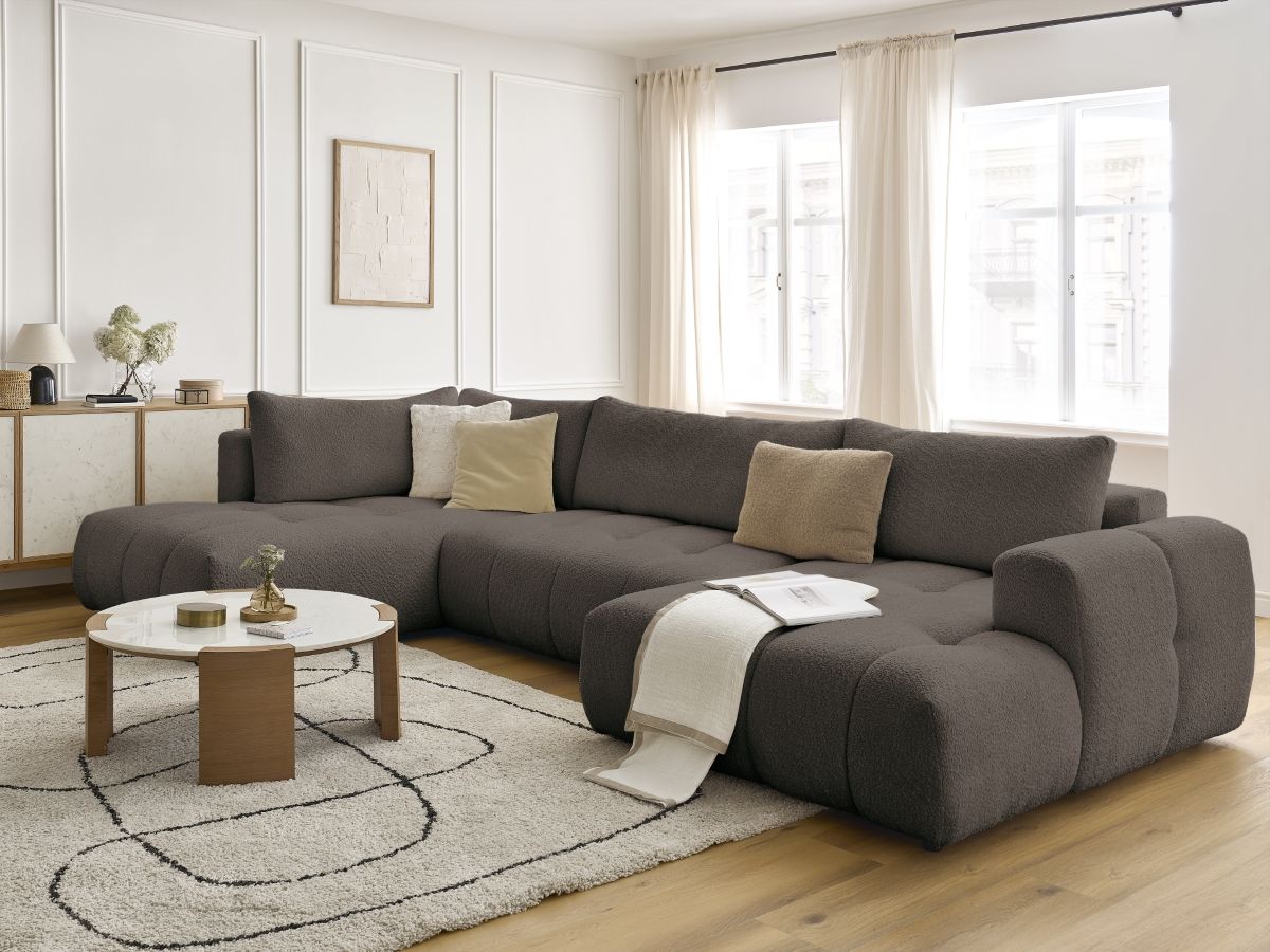 Bobochic Fuji Wohnlandschaft Bouclé-Stoff Braun Ecke rechts