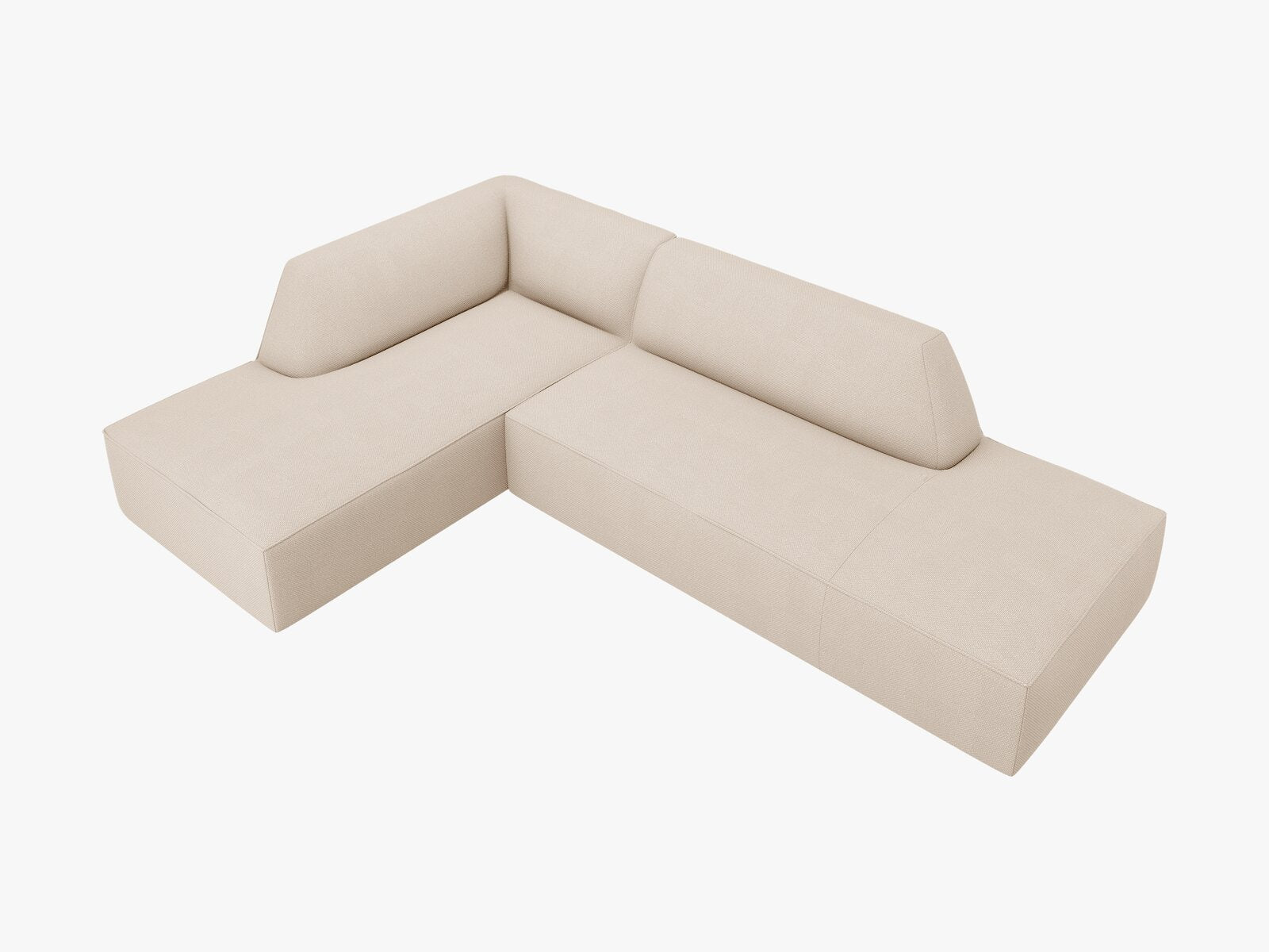 Micadoni Ecksofa Ruby 4-Sitzer Links Strukturierter Stoff Ottawa Beige